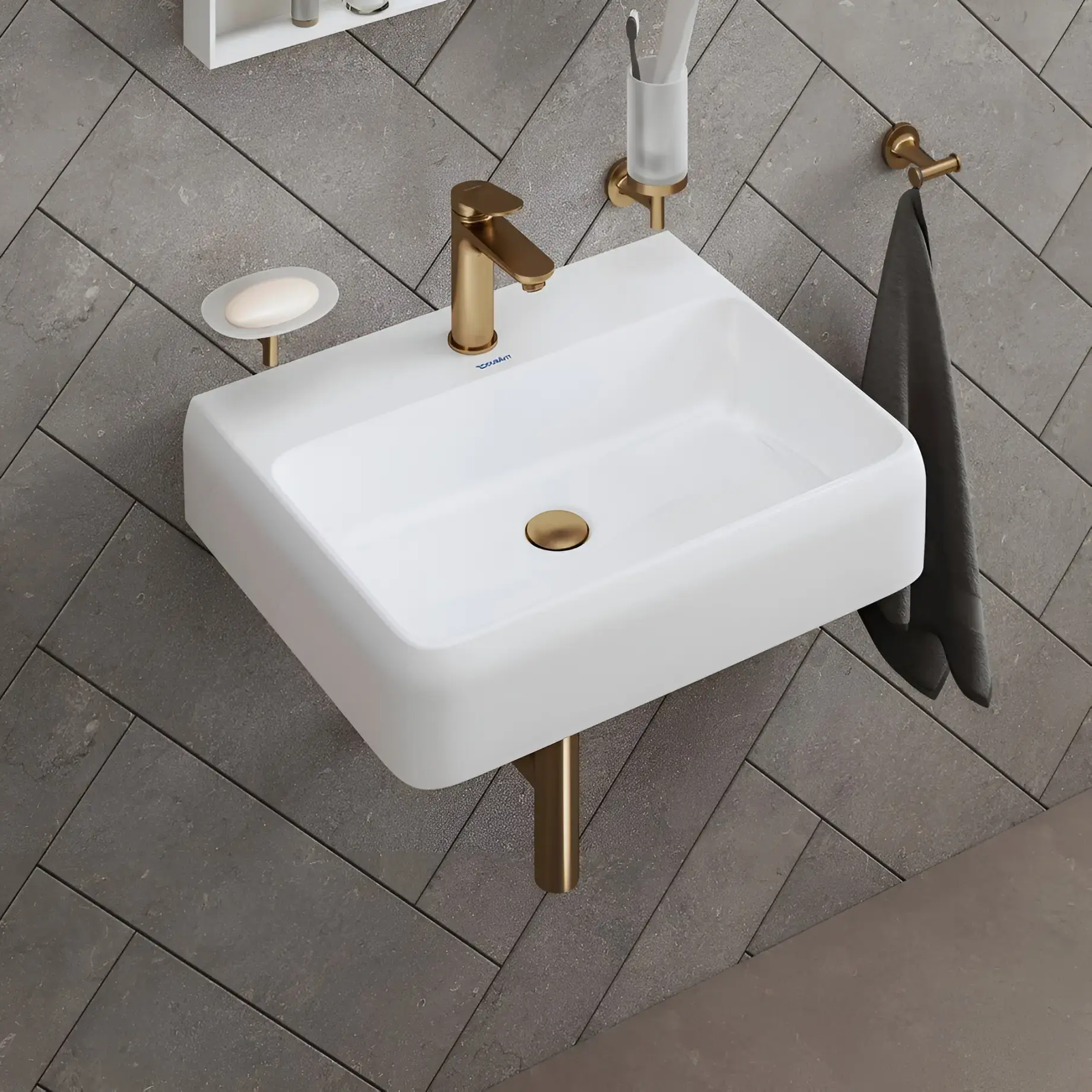 Гачок подвійний Starck T Виробник 0099300400 Brushed Bronze — вид згори