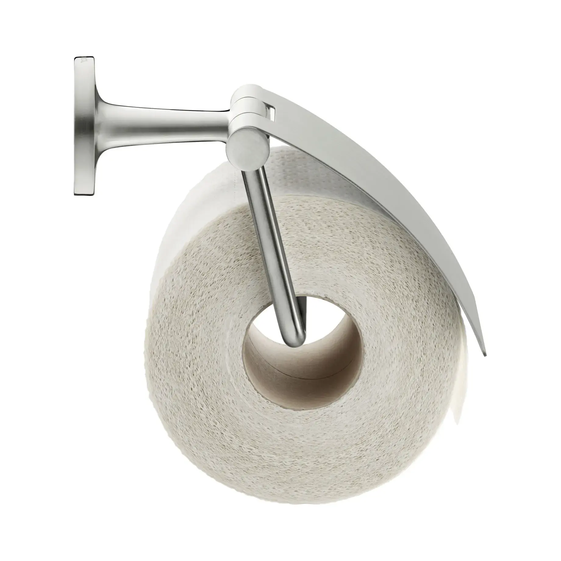 Тримач туалетного паперу з кришкою Starck T Duravit 0099407000 Stainless Steel Brushed — вид на білому тлі