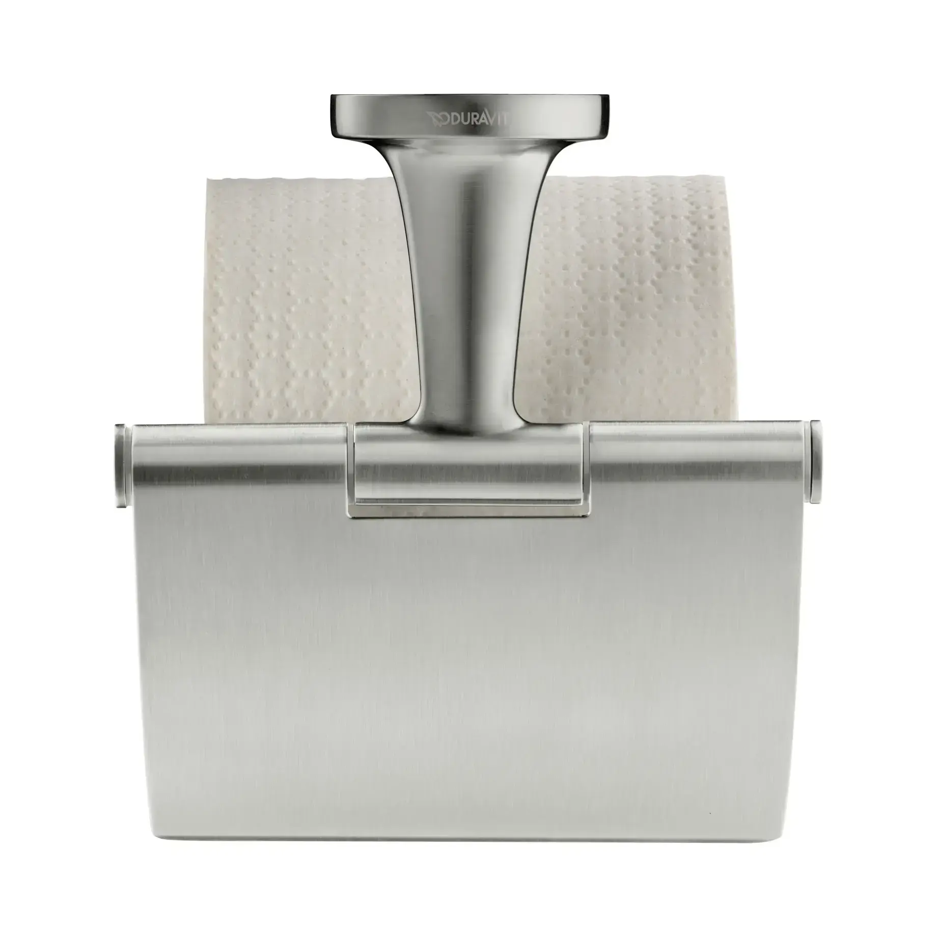 Тримач туалетного паперу з кришкою Starck T Duravit 0099407000 Stainless Steel Brushed — вид спереду
