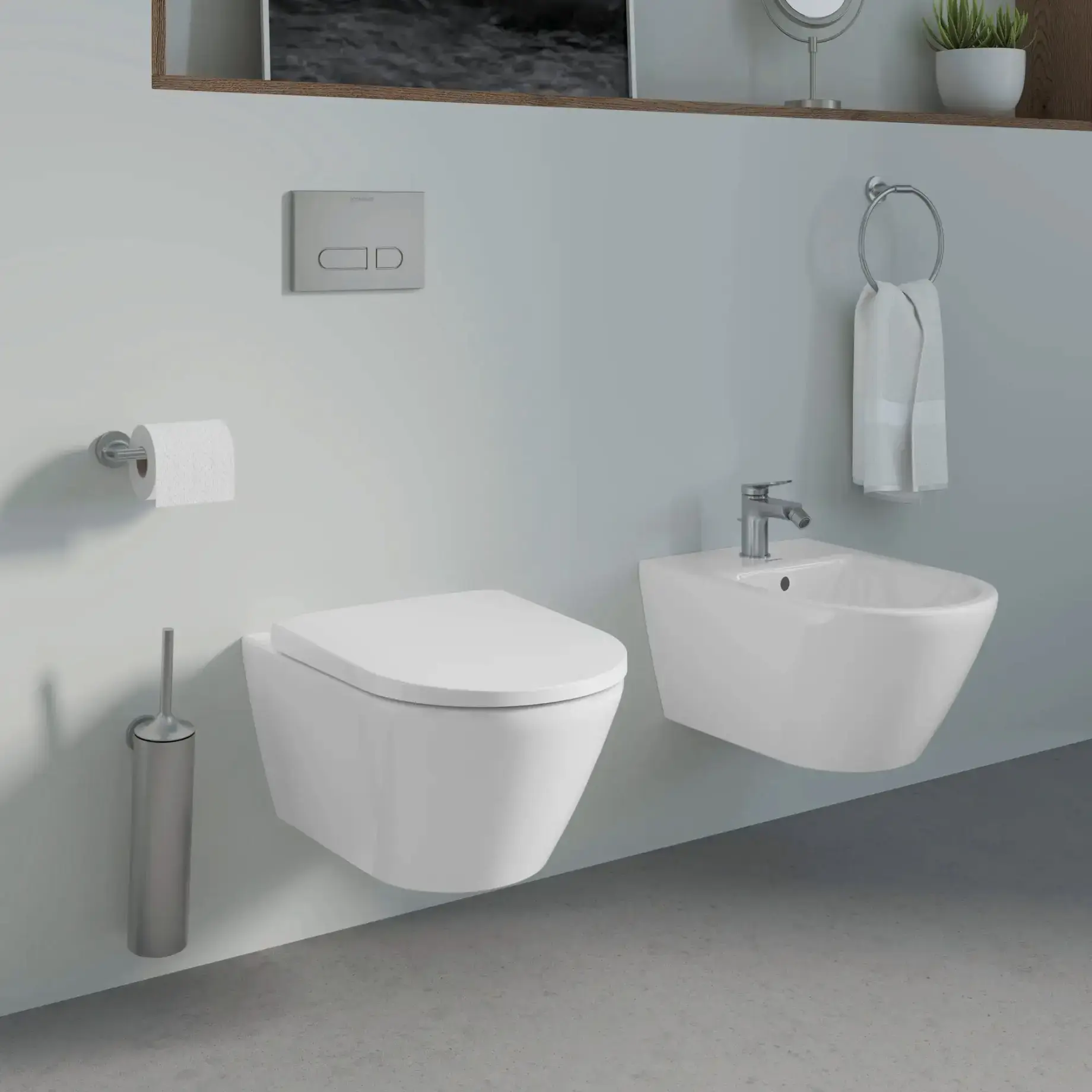 Йоржик підвісний Starck T Duravit 0099467000 Stainless Steel Brushed — вид згори