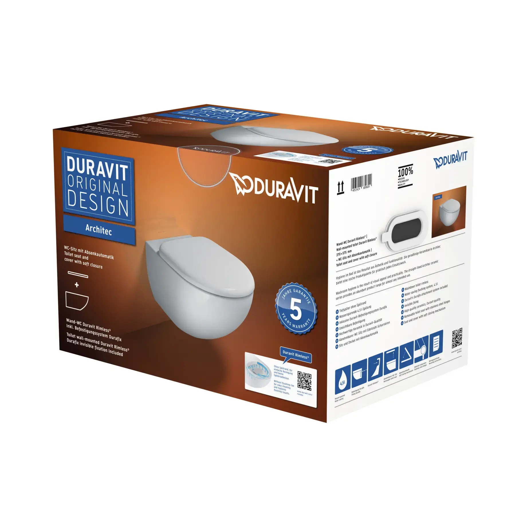 Унітаз півісний Architec Duravit 45720900A1 — вид згори