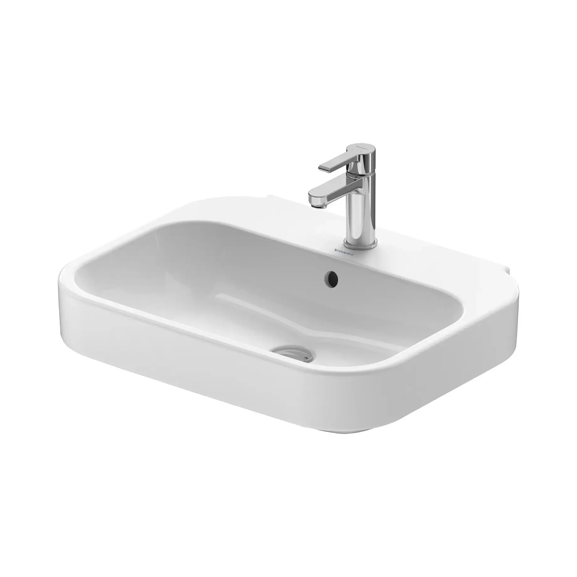 Умивальник Happy D.2 Duravit 2316600000 Alpine White 60 х 47.5 см — вид на білому тлі