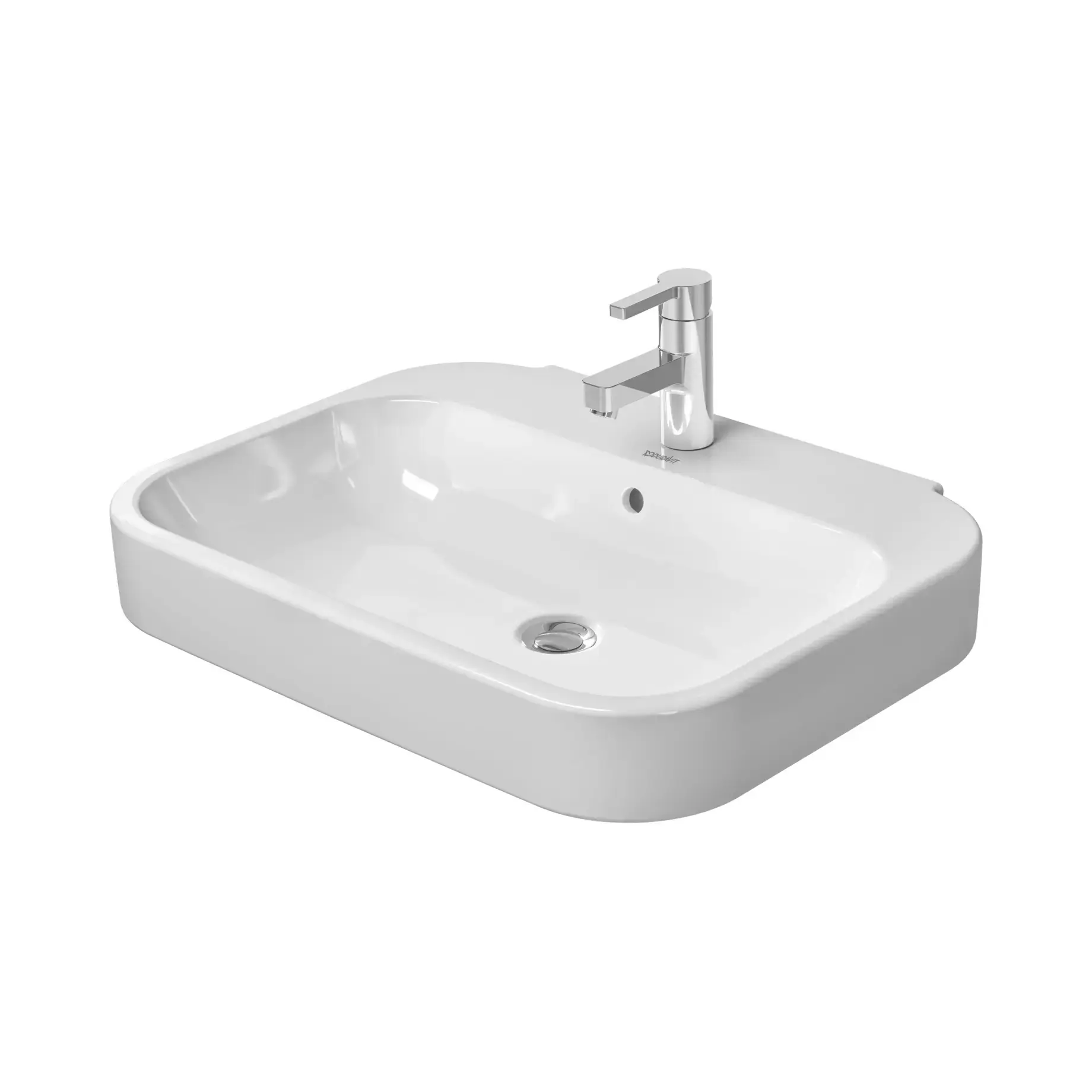 Умивальник Happy D.2 Duravit 2316650000 Alpine White 65 х 49.5 см — вид на білому тлі