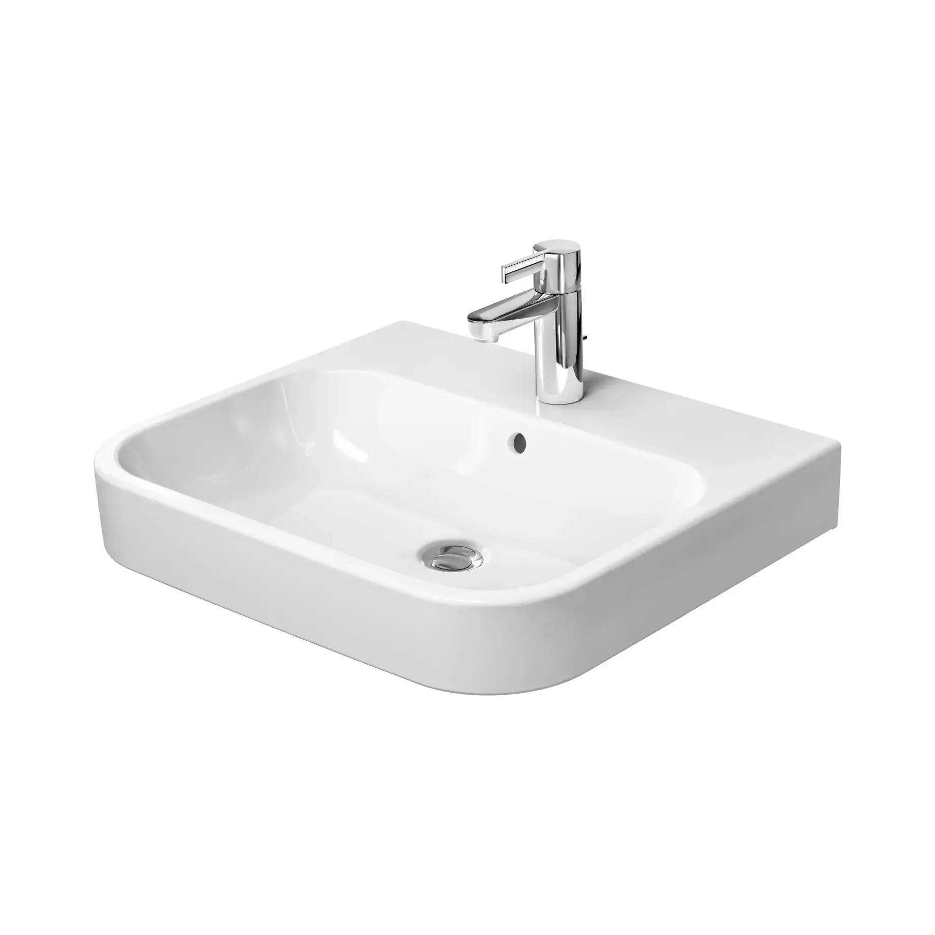 Умивальник Happy D.2 Duravit 2318600027 Alpine White 60 х 50.5 см — вид на білому тлі