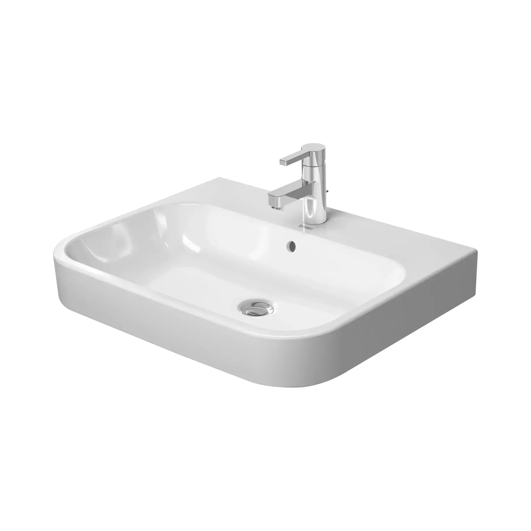 Умивальник Happy D.2 Duravit 2318650027 Alpine White 65 х 50.5 см — вид на білому тлі