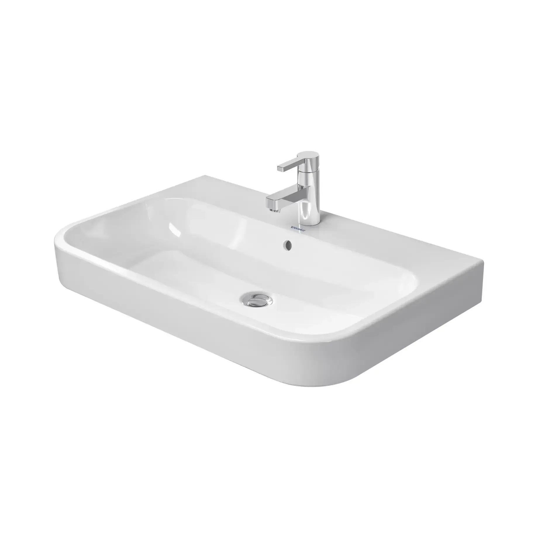 Умивальник Happy D.2 Duravit 2318800027 Alpine White 80 х 50.5 см — вид на білому тлі