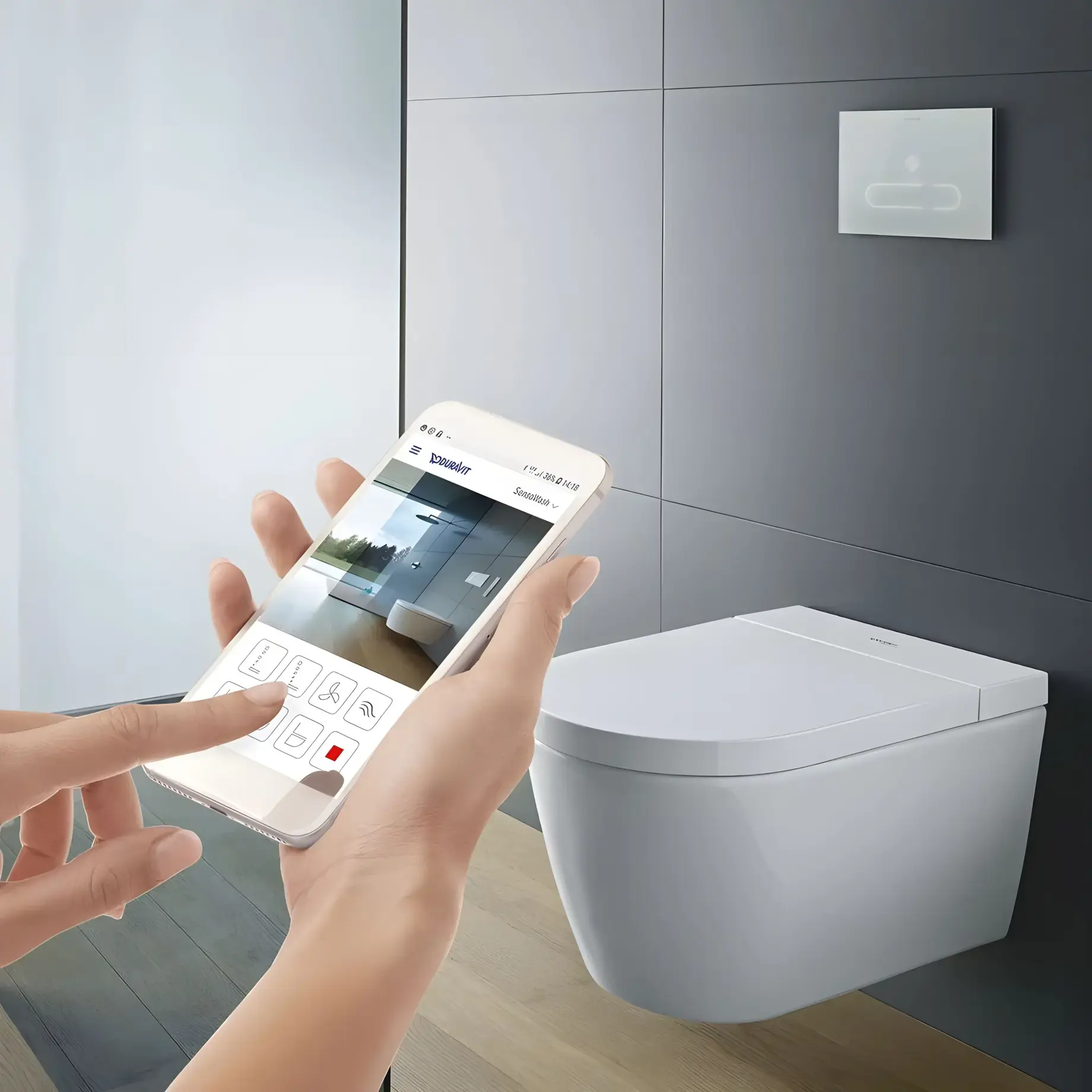 Унітаз-біде SensoWash® Starck f Compact Duravit 650000012004320 — в інтерʼєрі ванної кімнати