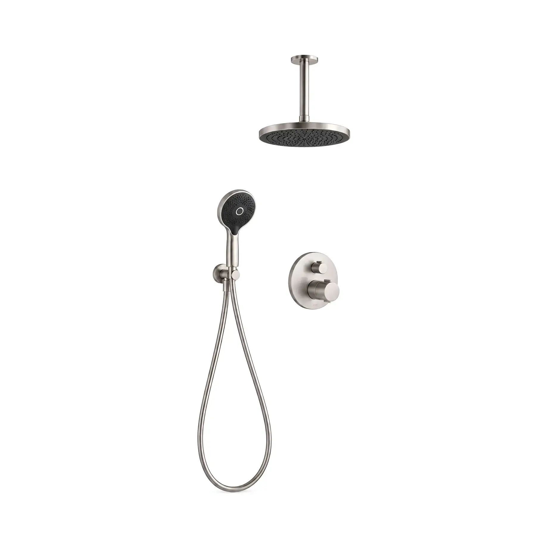 Душова система з термостатом (прихований монтаж) Duravit KIT1TH4200014070 Stainless Steel Brushed — вид на білому тлі