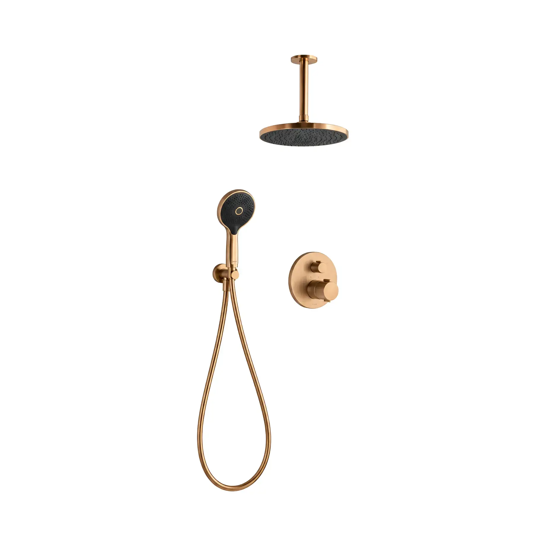 Душова система з термостатом (прихований монтаж) Duravit KIT1TH4200014004 Brushed Bronze — вид на білому тлі