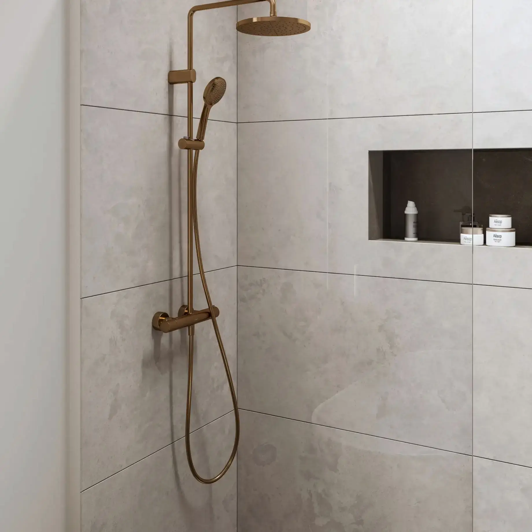 Душова система з термостатом Minflow Виробник TH4282008004 Brushed Bronze Ø25.2 см — вид спереду