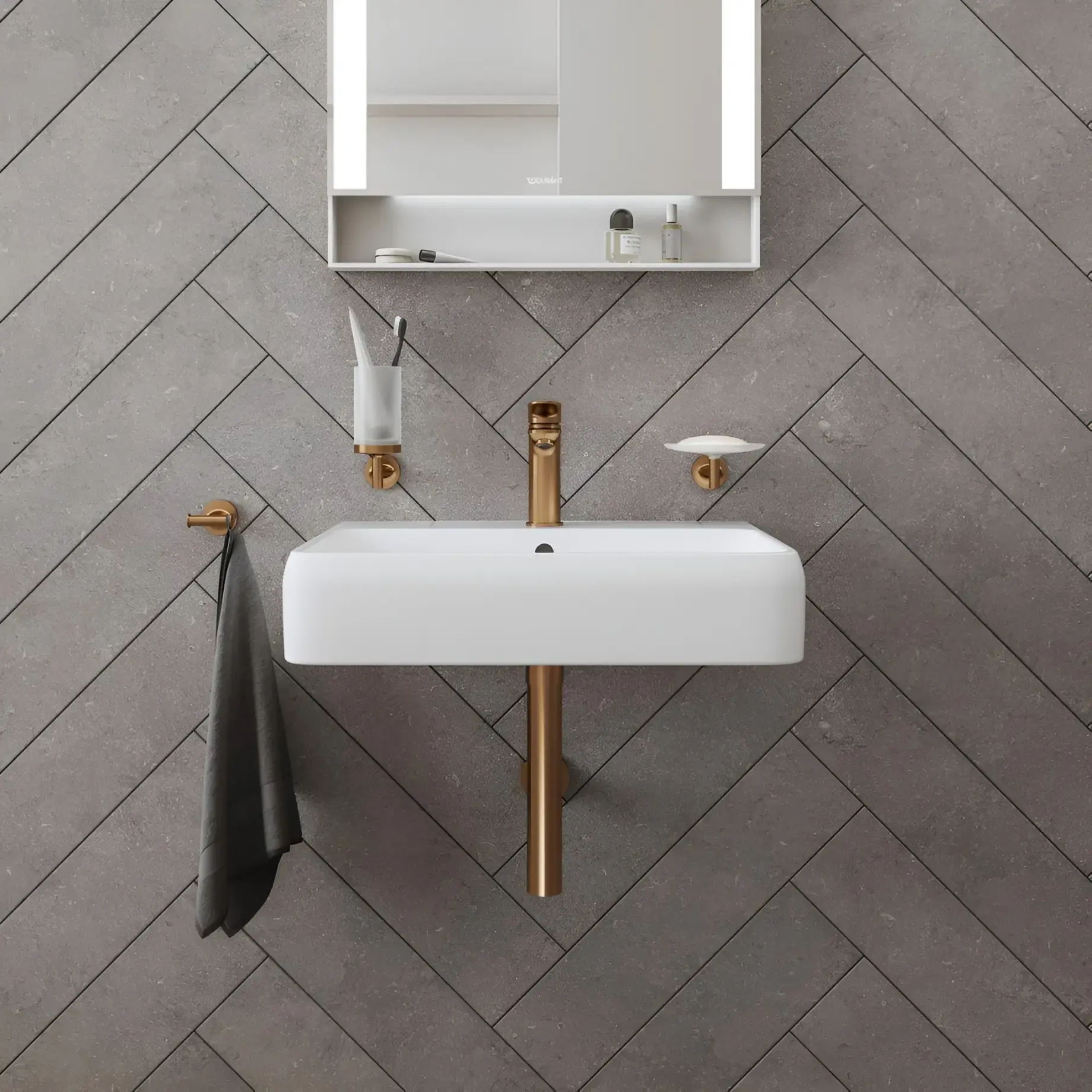 Смеситель для умывальника Wave M Производитель WA10200020041 Brushed Bronze — боковой ракурс