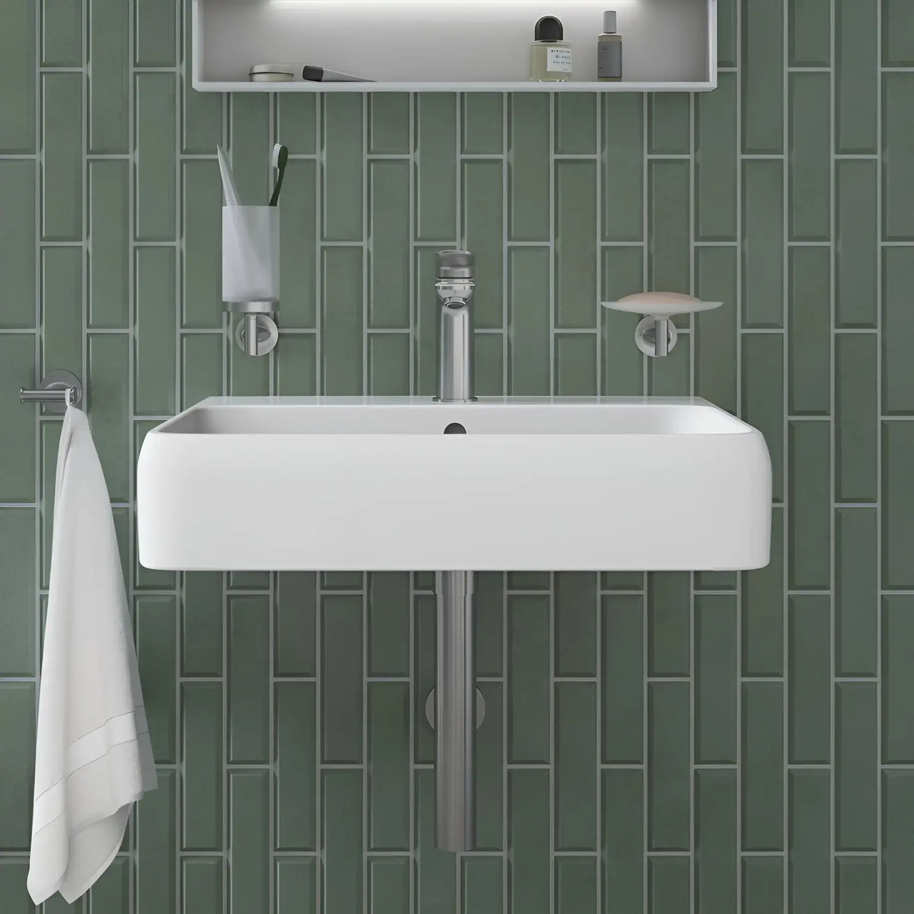 Смеситель для умывальника Wave M Производитель WA10200020701 Stainless Steel Brushed — вид сверху
