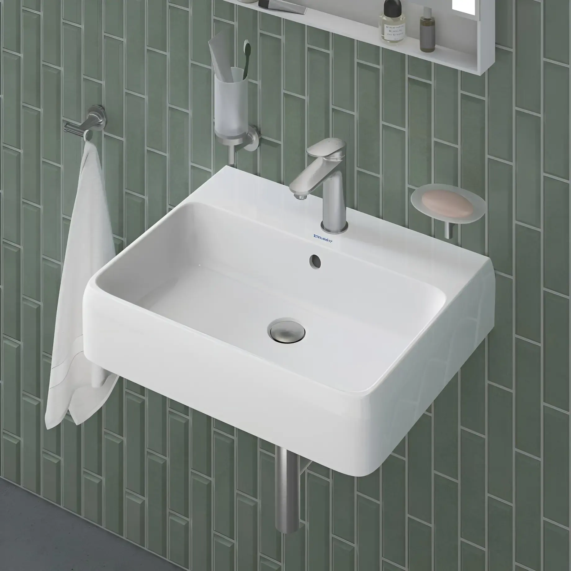 Смеситель для умывальника Wave M Производитель WA10200020701 Stainless Steel Brushed — боковой ракурс