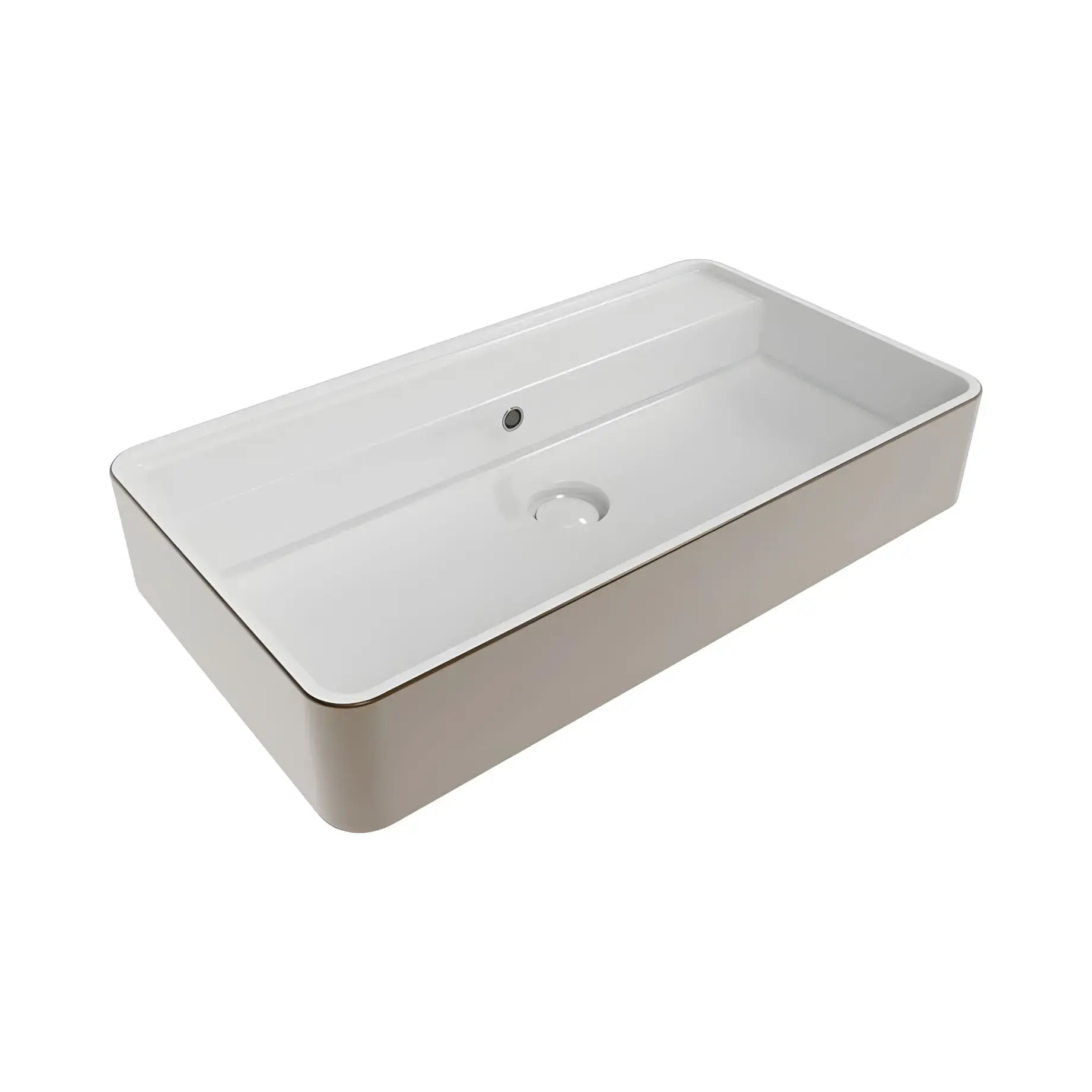 Умивальник Miniwash Flaminia MW75SPLA Glossy Platinum Metal 70 х 42 см — вид на білому тлі