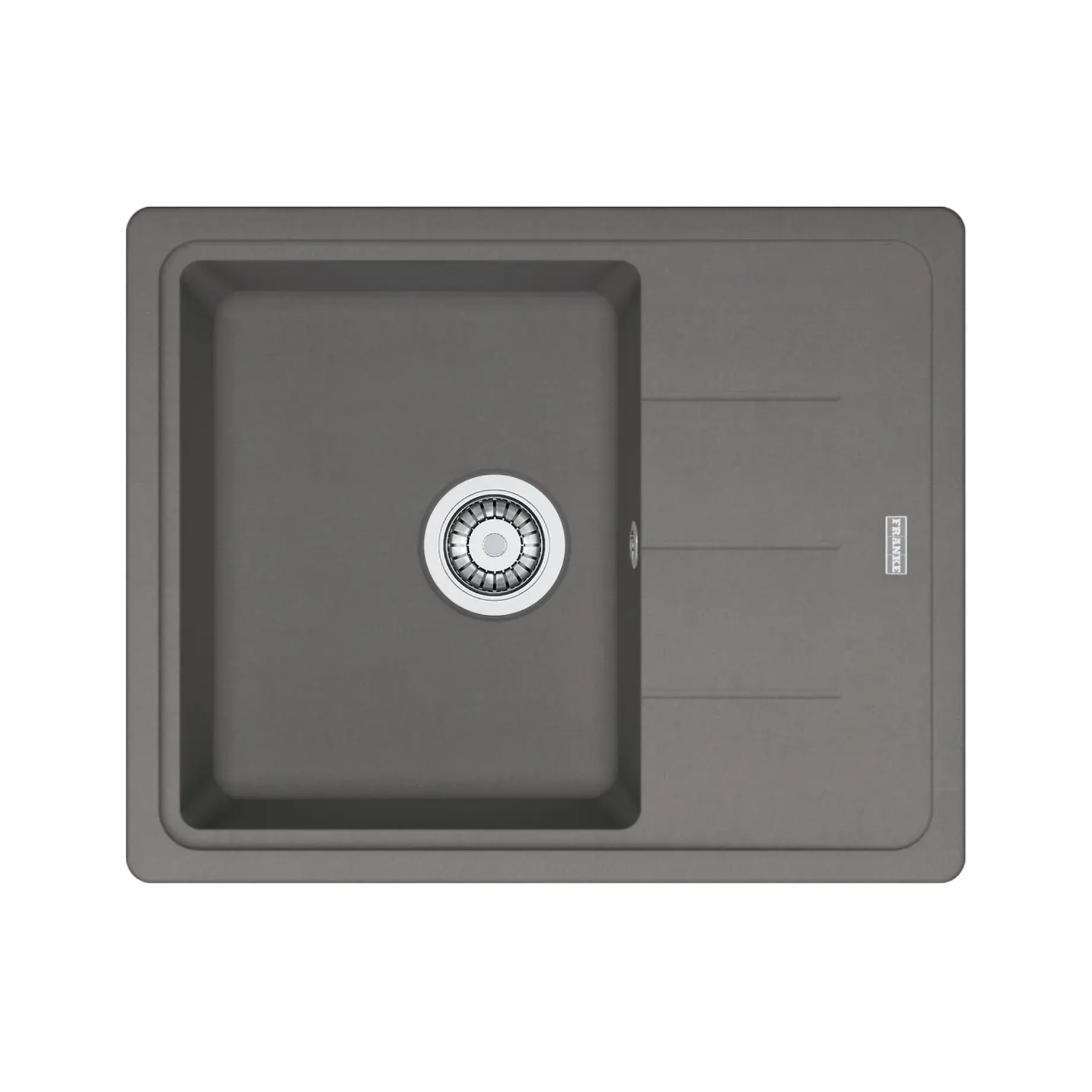 Кухонна мийка Basis BFG 611-62 Franke 114.0565.090 Stone Grey 62 х 50 см — вид на білому тлі