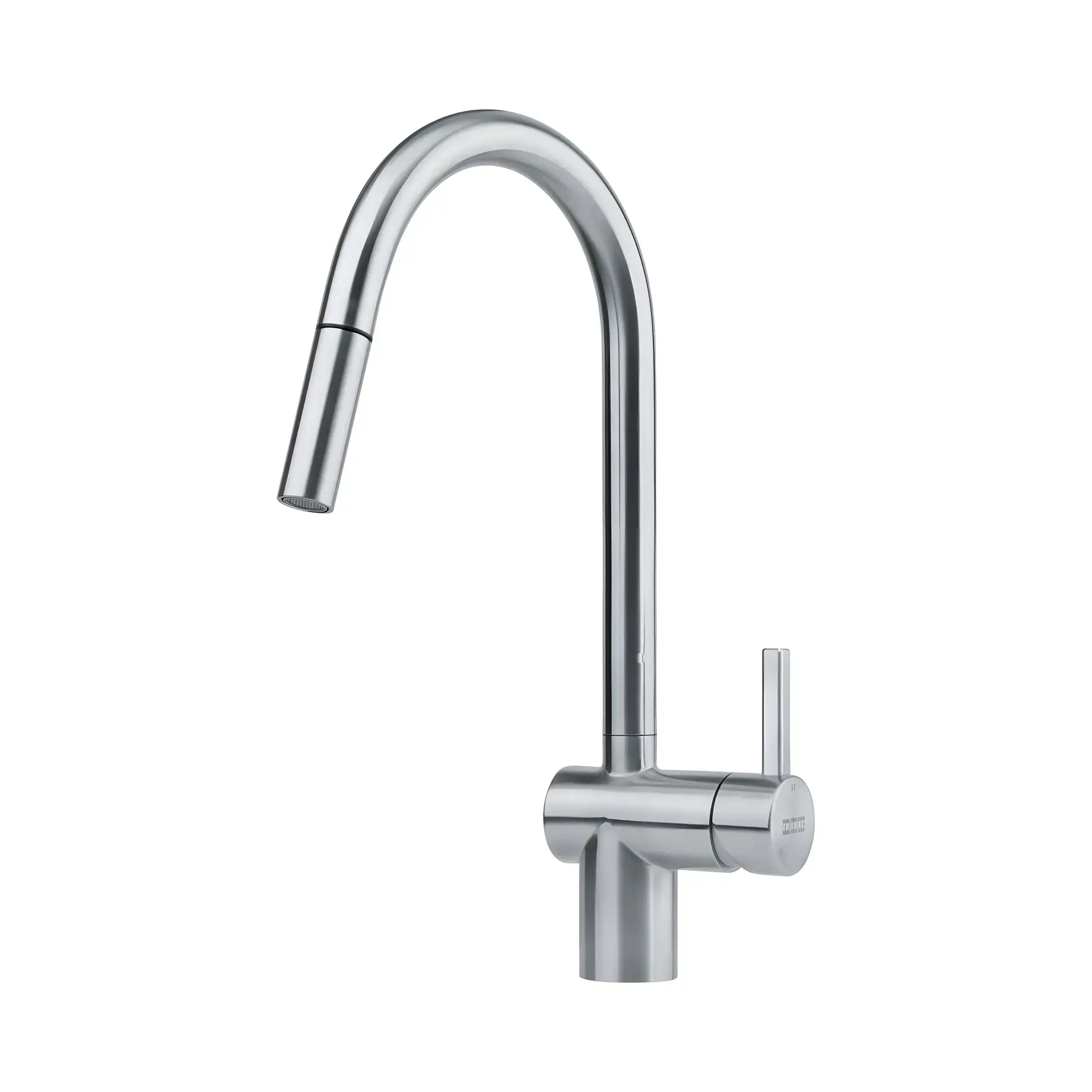 Змішувач для кухні з витяжним виливом Leda Neo Franke 115.0590.047 Stainless Steel — вид на білому тлі