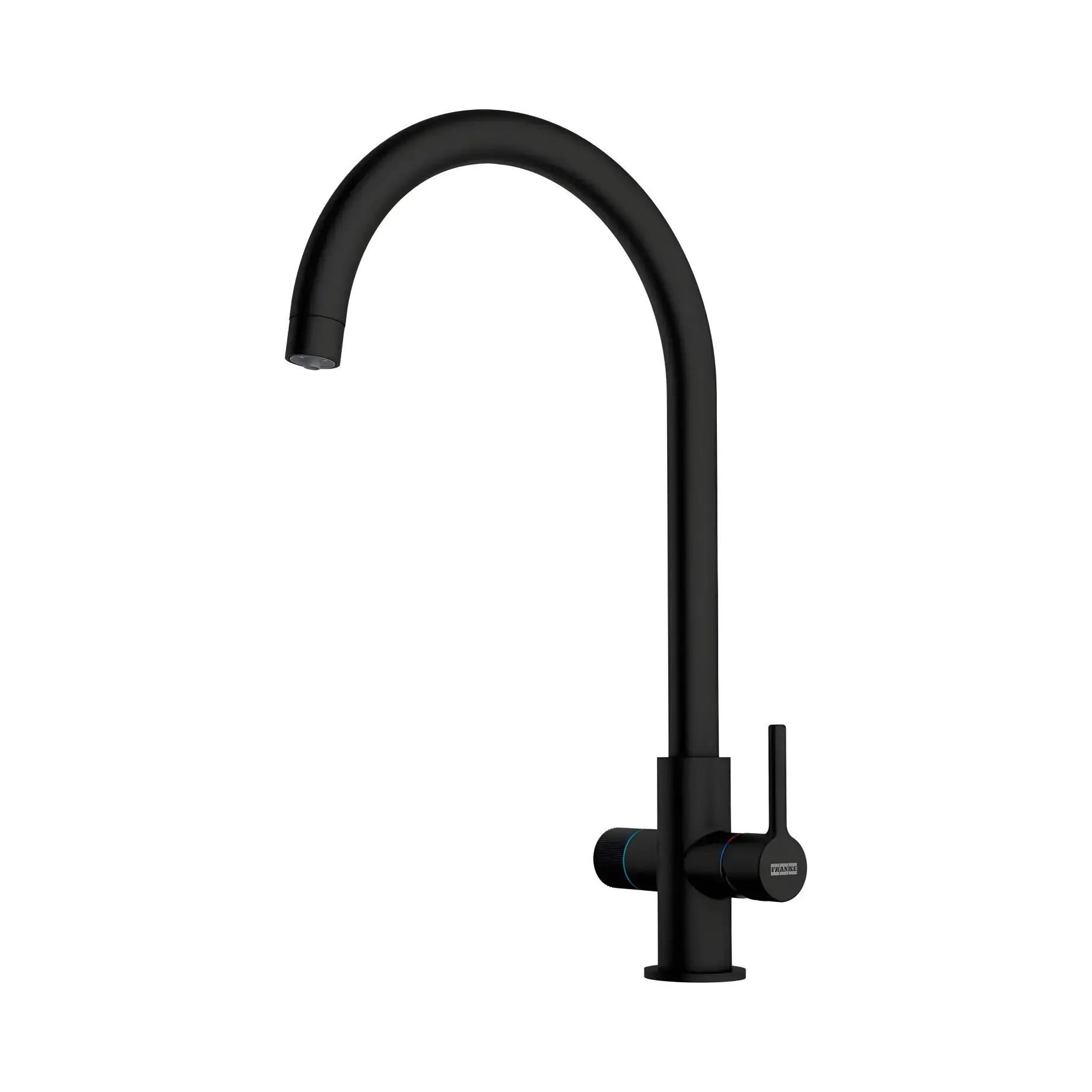 Змішувач для кухні  з підведенням питної води Lina J Clear Water Franke 120.0730.807 Black Matt — вид на білому тлі