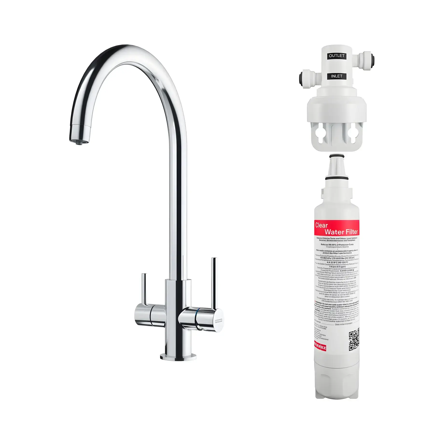 Змішувач для кухні  з фільтром Lina Clear Water Franke 160.0702.660 Chrome — вид на білому тлі