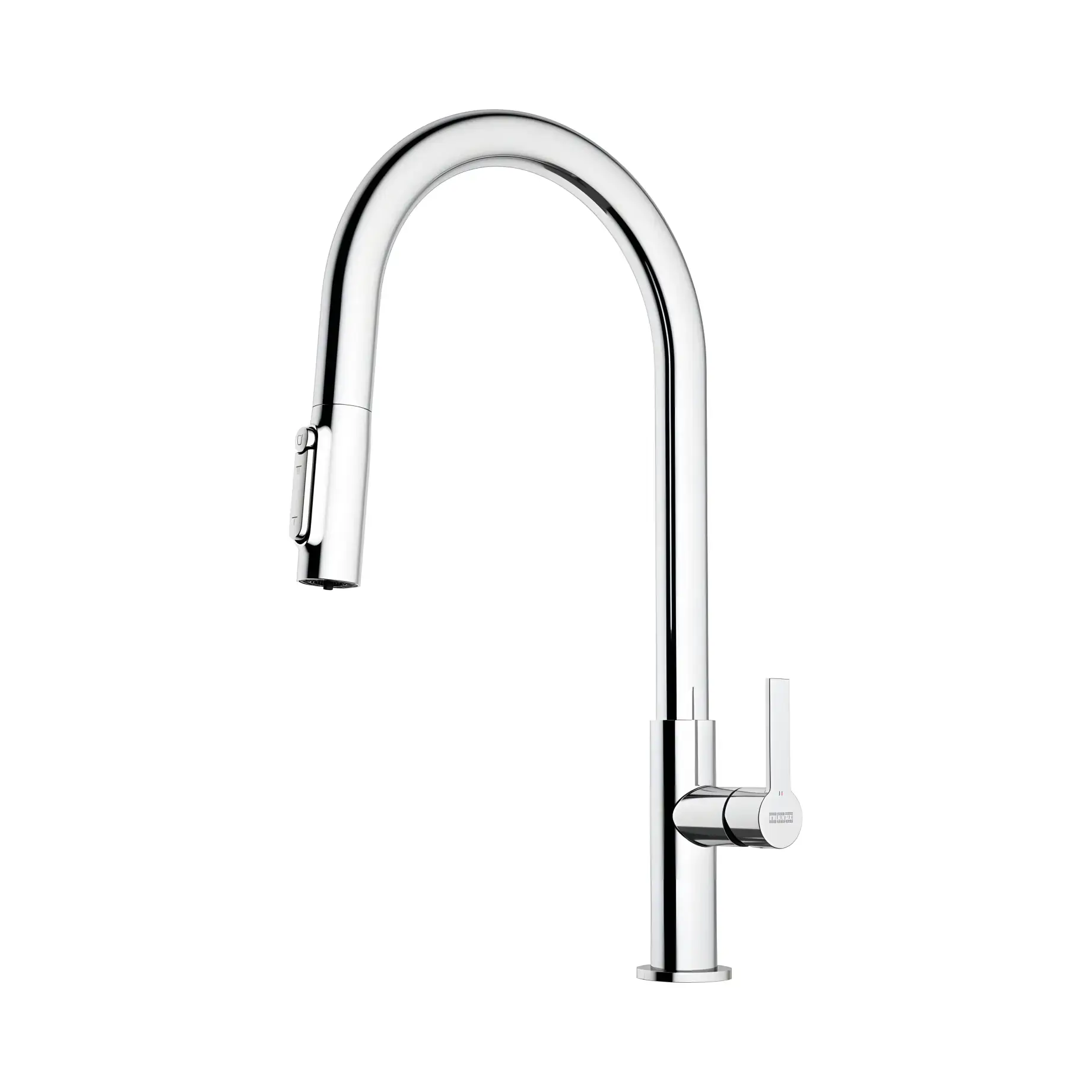 Змішувач для кухні  з висувним виливом Maris Slim J Pull Down Franke 120.0730.870 Chrome — вид на білому тлі