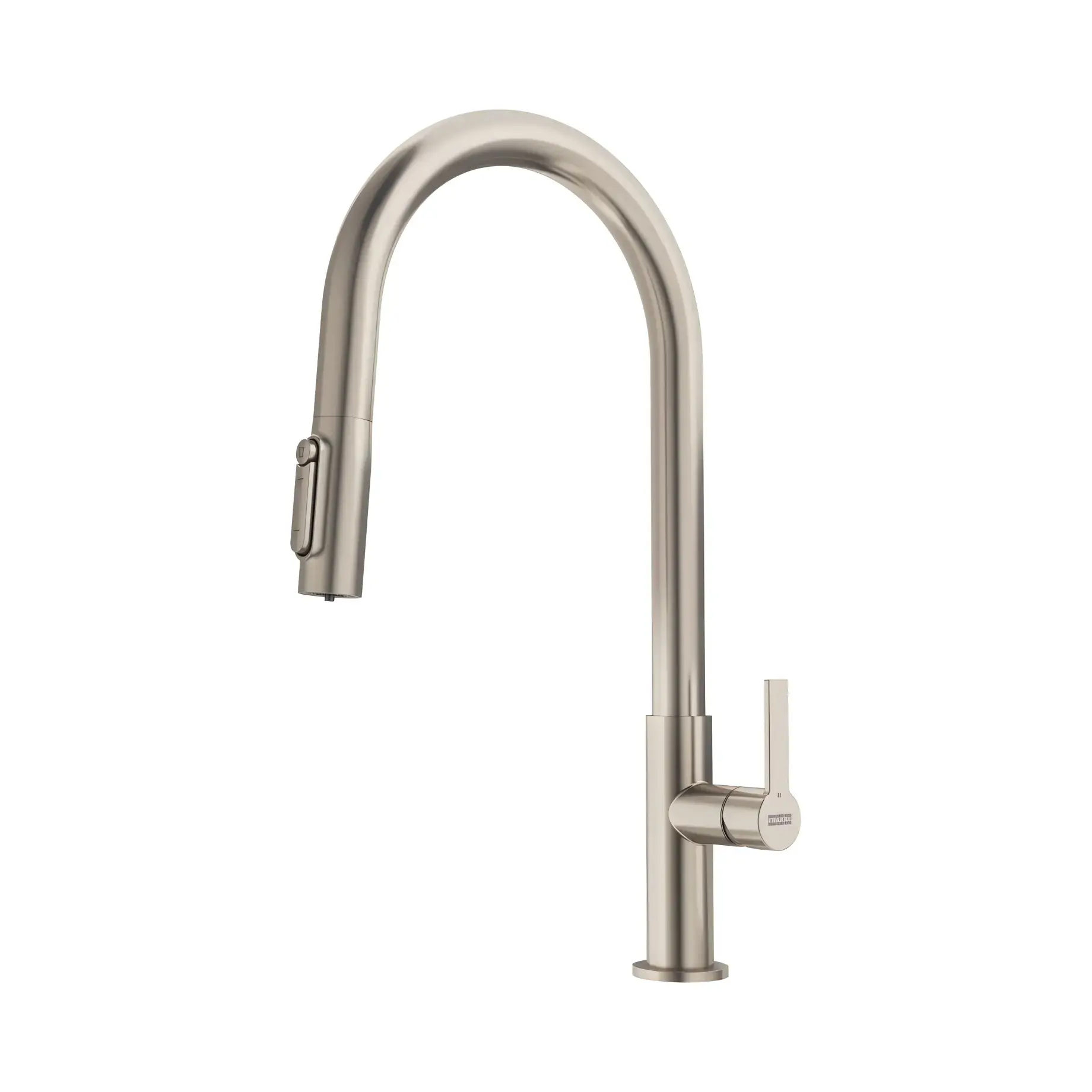 Змішувач для кухні  з висувним виливом Maris Slim J Pull Down Franke 120.0736.604 Stainless Steel — вид на білому тлі