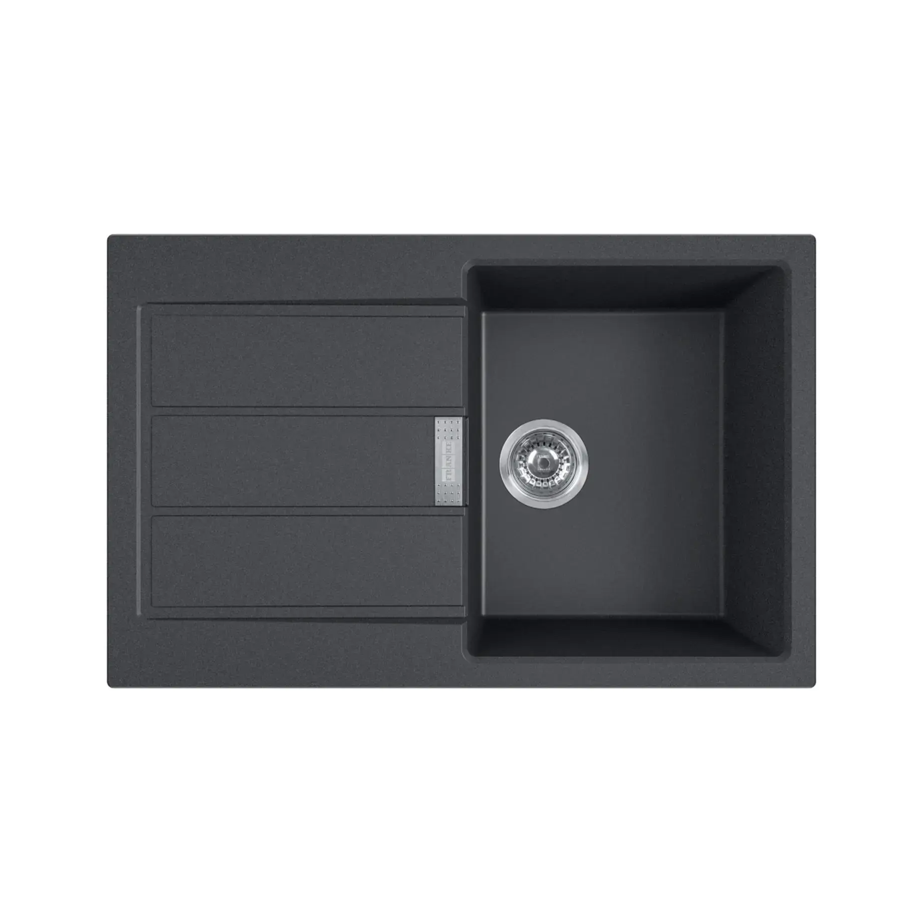 Кухонна мийка Sirius S2D 611-78 Franke 143.0621.190 Black Matt 78 x 50 см — вид на білому тлі