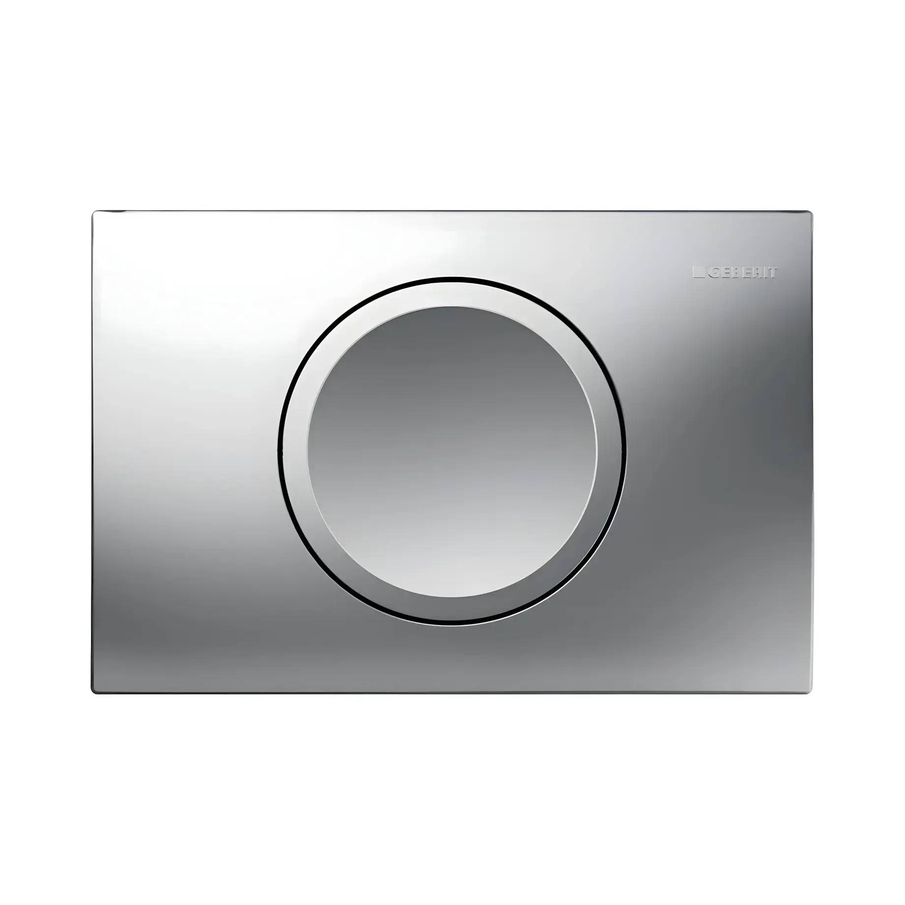Змивна клавіша Delta15 round Geberit 115.109.46.1 Chrome 24.6 х 16.4 х 2.5 см — вид на білому тлі