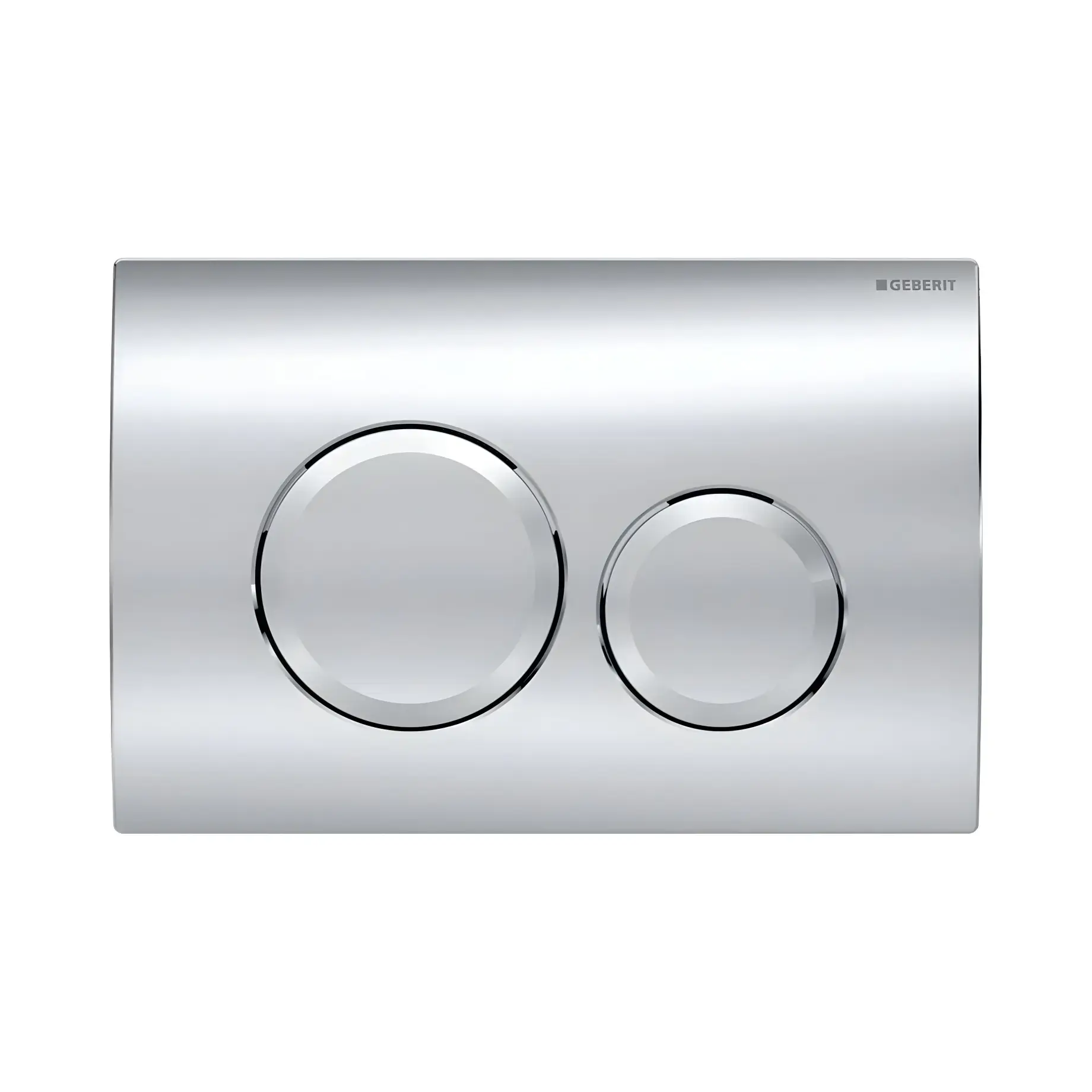 Змивна клавіша Delta20 round Geberit 115.127.21.1 Chrome 24.6 х 16.4 х 2.3 см — вид на білому тлі