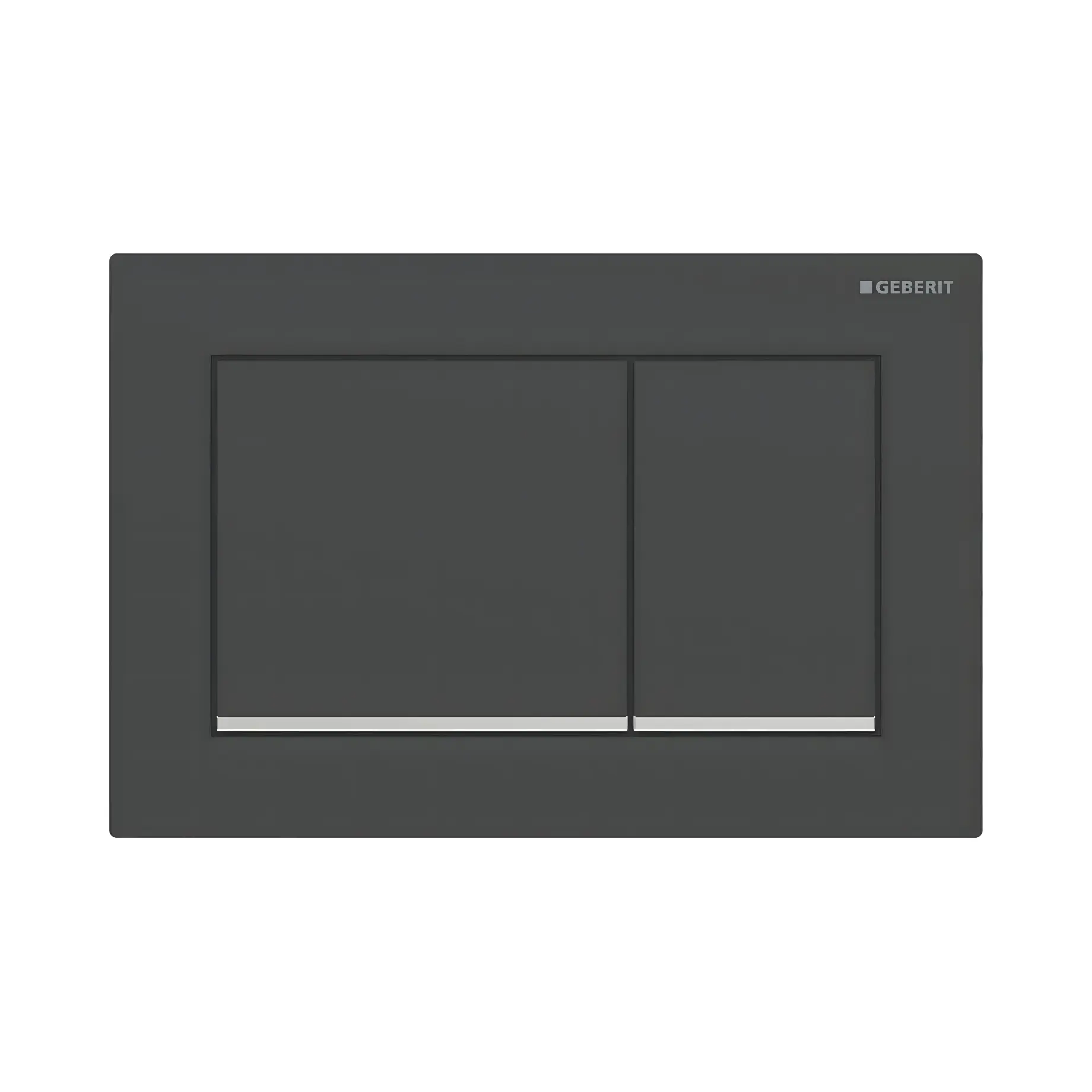 Змивна клавіша Omega20 square Geberit 115.080.14.1 Black 21.2 х 14.2 х 1 см — вид на білому тлі