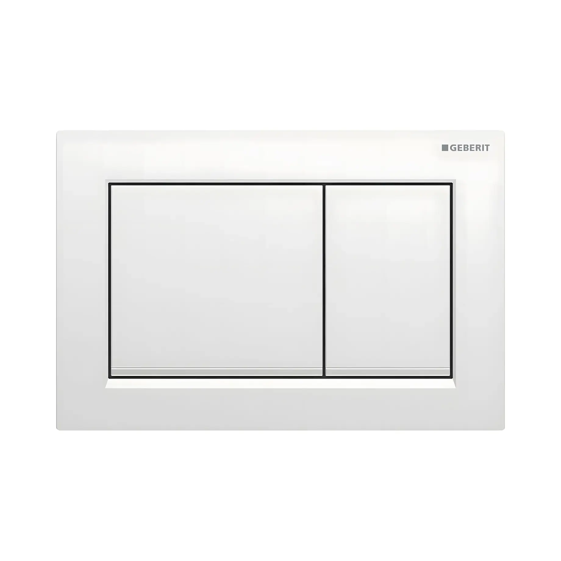 Змивна клавіша Omega20 square Geberit 115.080.JQ.1 Chrome 21.2 х 14.2 х 1 см — вид на білому тлі