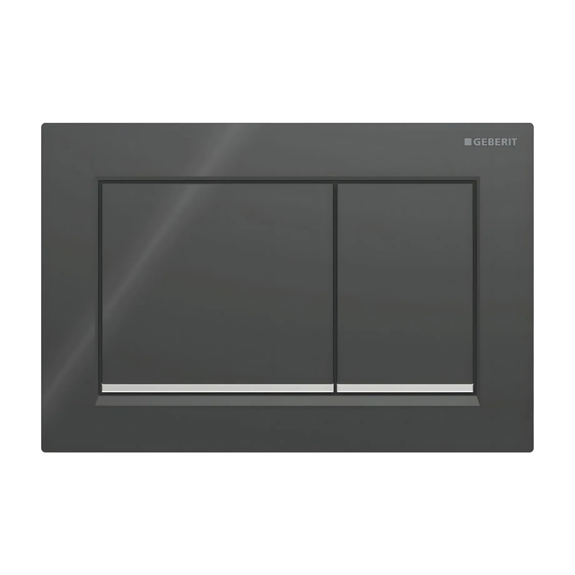 Змивна клавіша Omega20 square Geberit 115.080.KM.1 Black 21.2 х 14.2 х 1 см — вид на білому тлі