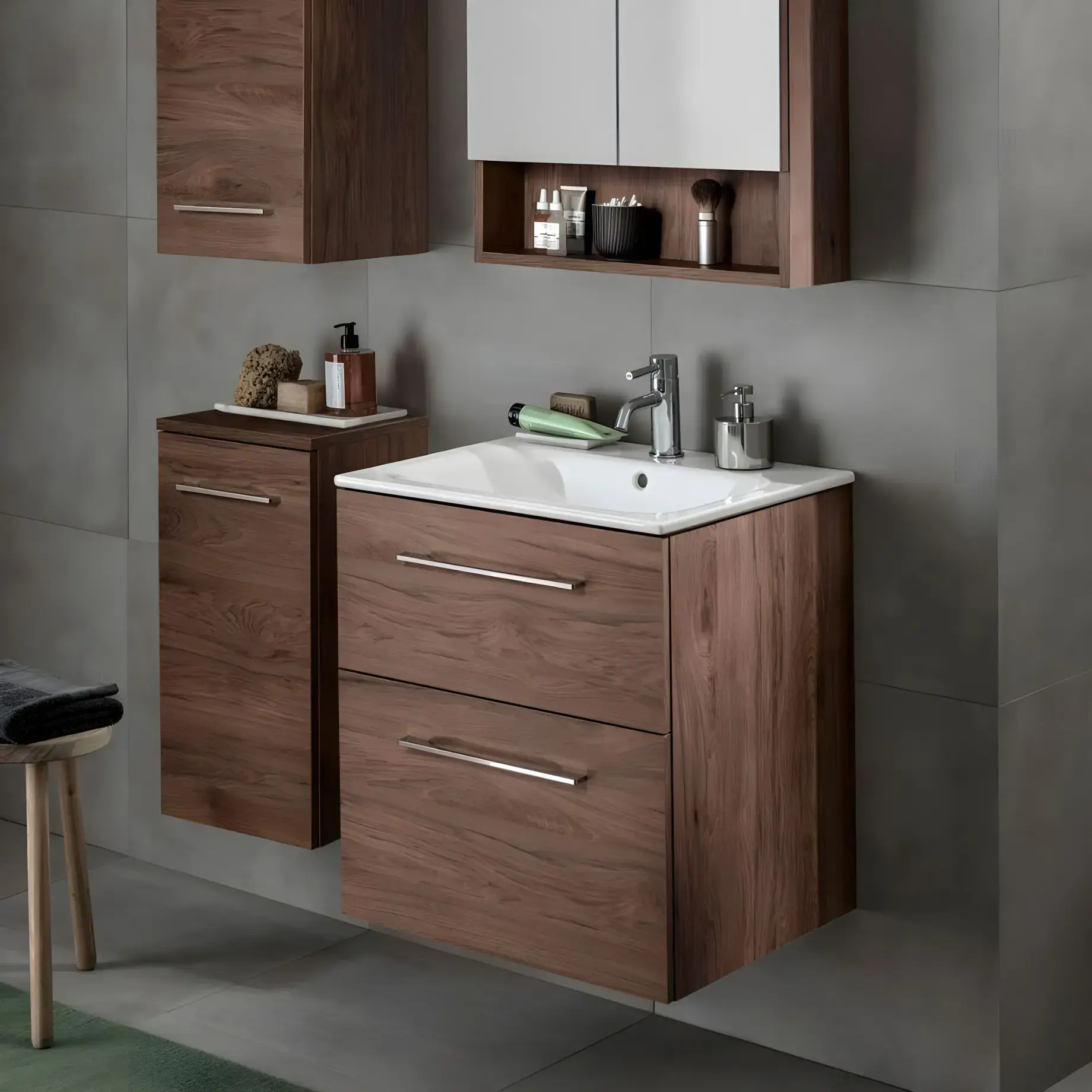 Тумба під умивальник Selnova Square Geberit 501.206.00.1 Горіх темний — вид спереду