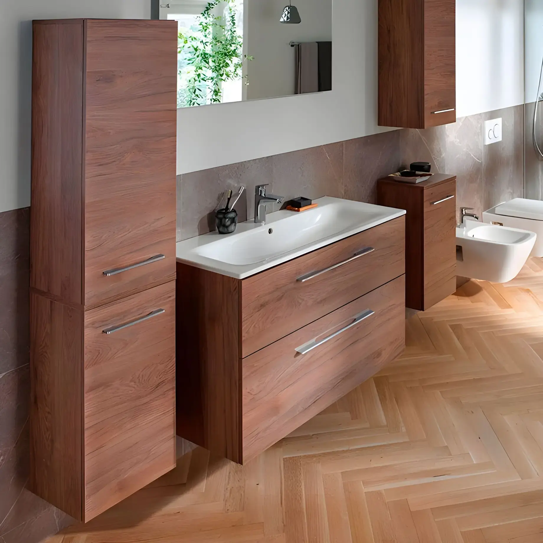 Тумба під умивальник Selnova Square Geberit 501.210.00.1 Горіх темний — вид спереду