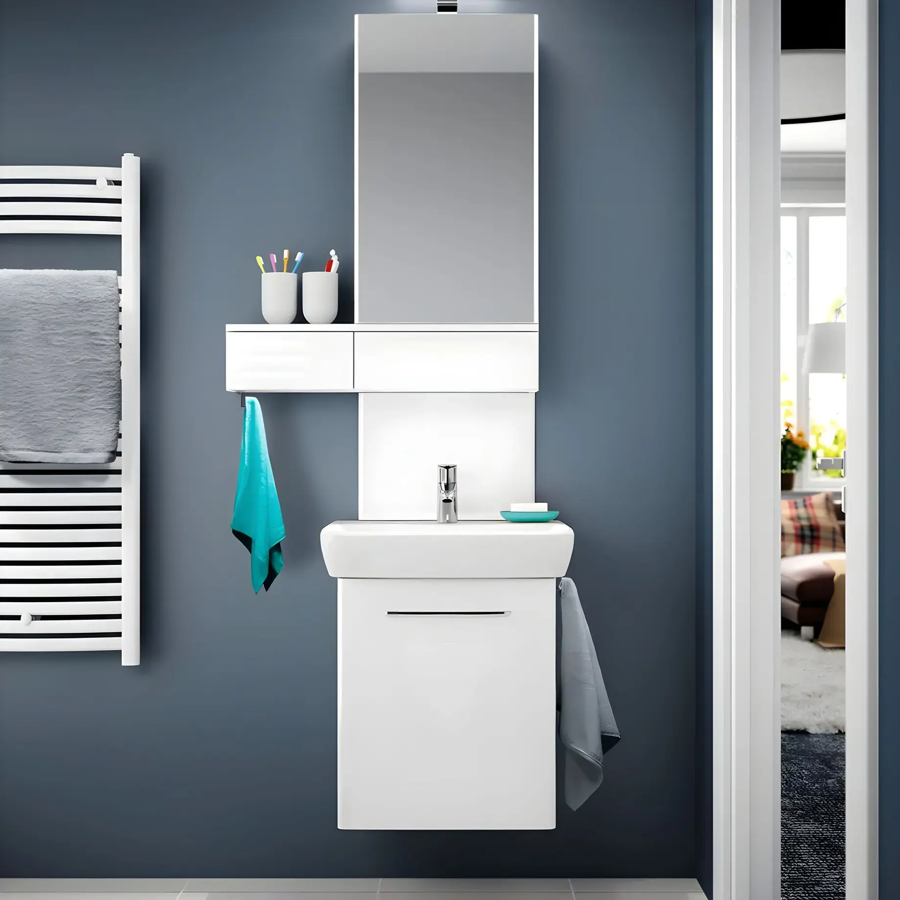 Тумба з умивальником Selnova Square Geberit 502.746.00.1 Білий — вид спереду