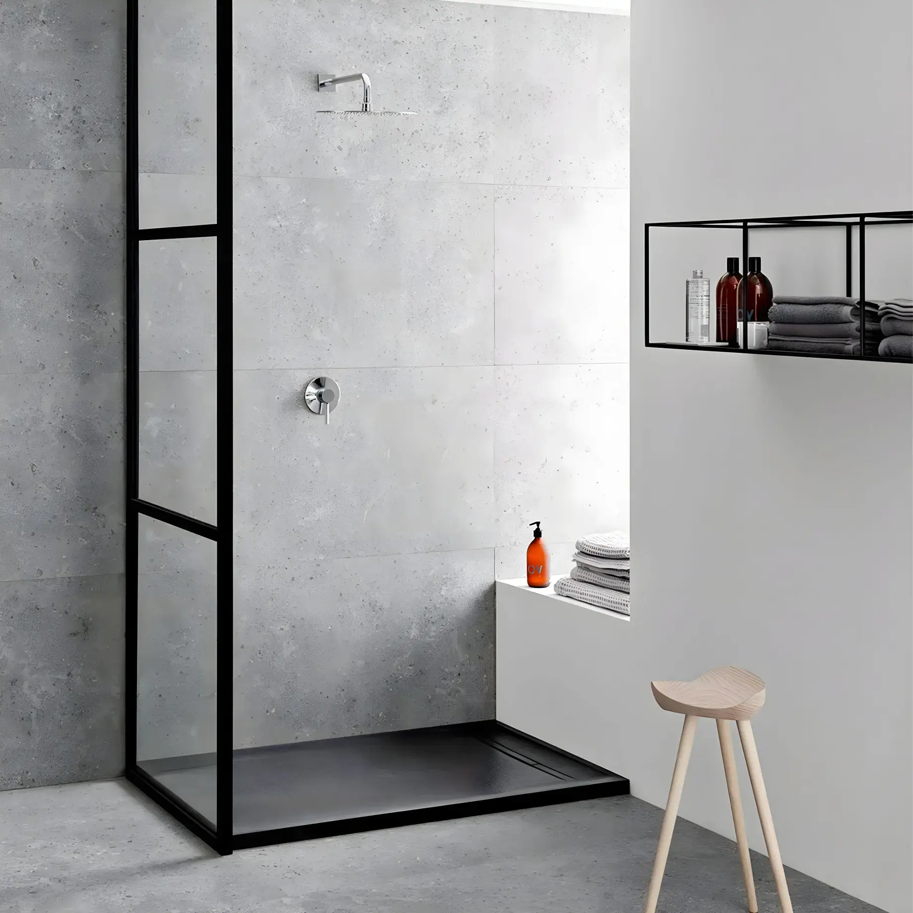 Душовий піддон Sestra Geberit 550.275.00.2 Графіт — бічний ракурс