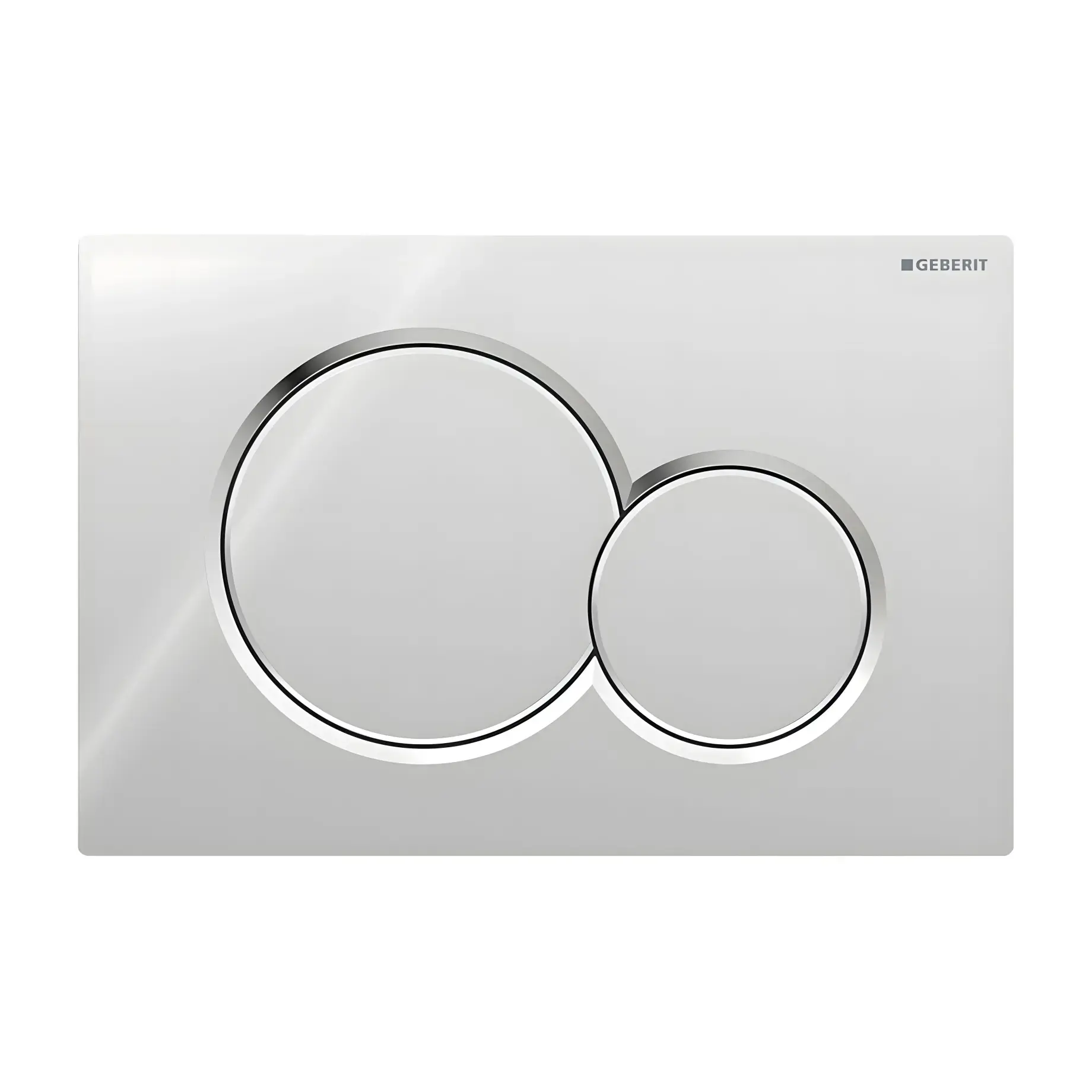 Змивна клавіша Sigma01 round Geberit 115.770.21.5 Chrome 24.6 х 16.4 х 1.3 см — вид на білому тлі