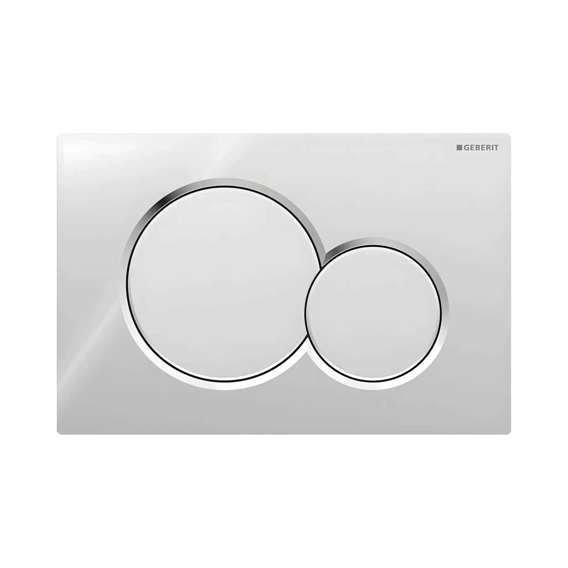 Змивна клавіша Sigma01 round Geberit 115.770.KA.5 Chrome 24.6 х 16.4 х 1.3 см — вид на білому тлі