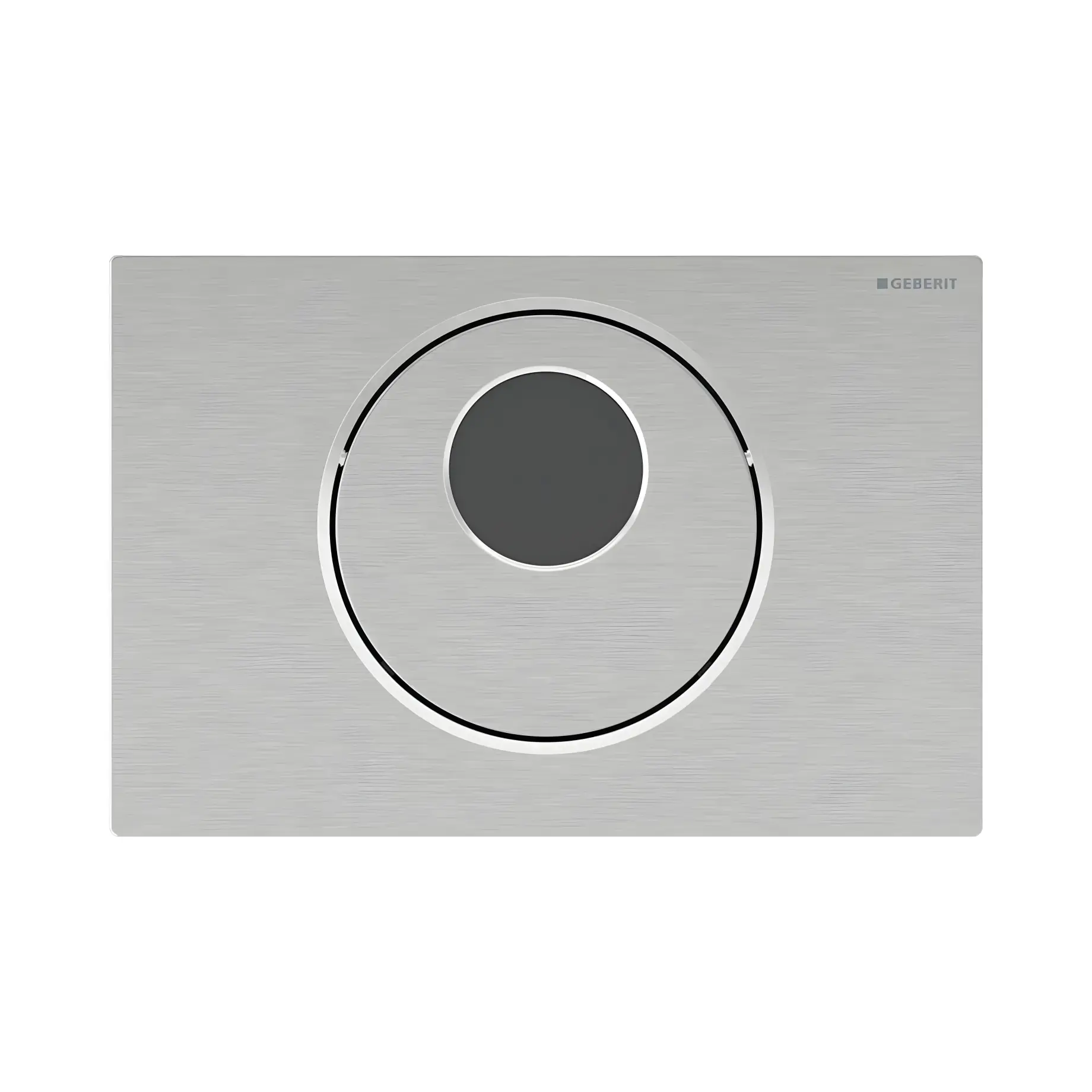 Змивна клавіша Sigma10 round IR Geberit 115.856.SN.6 Stainless Steel — вид на білому тлі