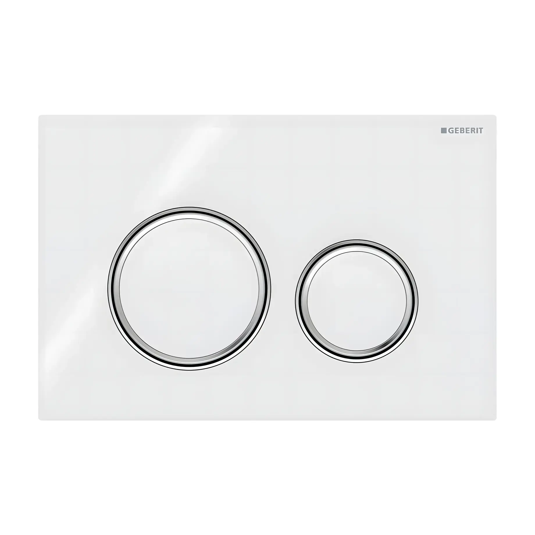 Панель смыва унитаза Sigma50 round Geberit 115.884.SI.1 White Alpin — вид на белом фоне