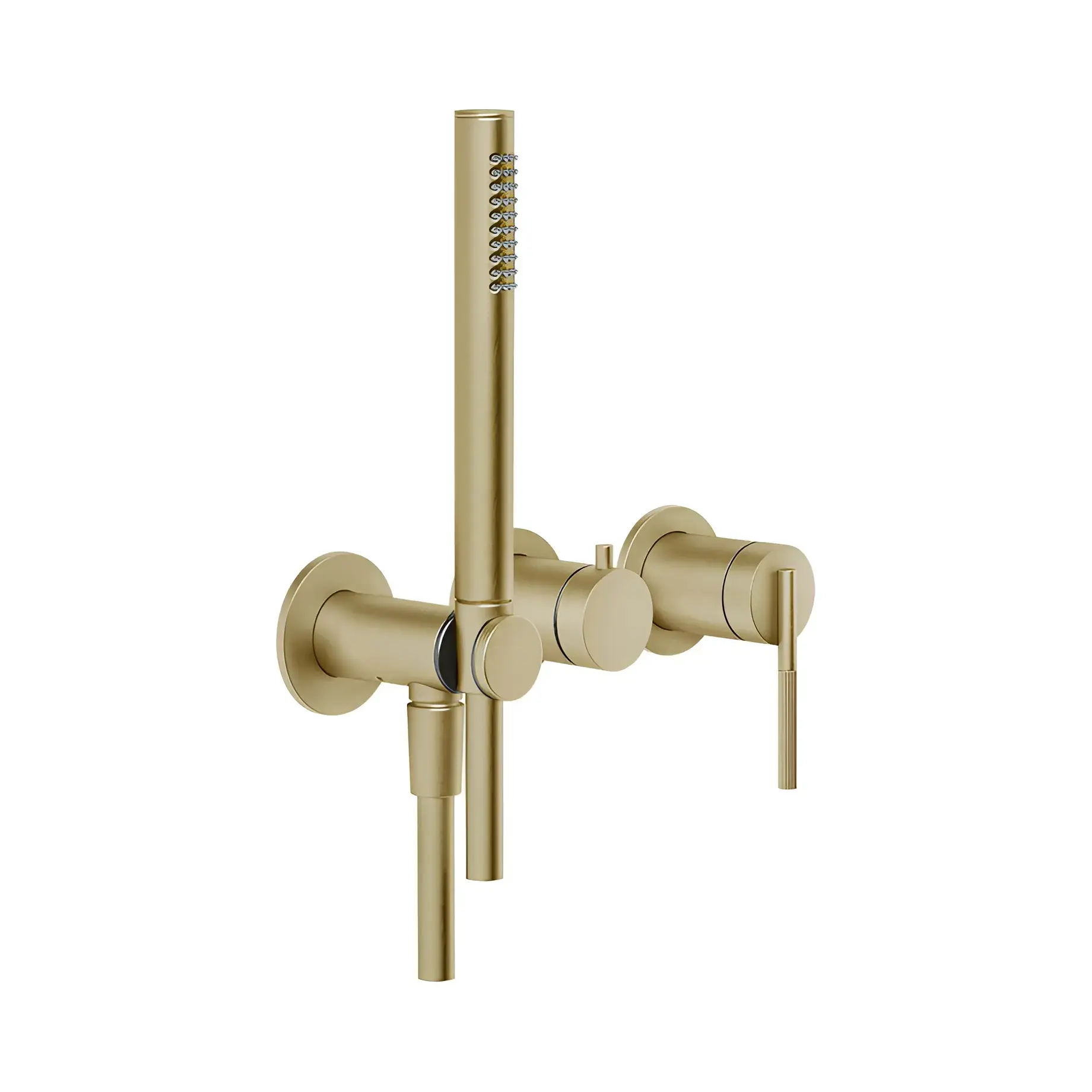 Змішувач для душу Ingranaggio Gessi 63545-727 Brass Brushed PVD — вид на білому тлі