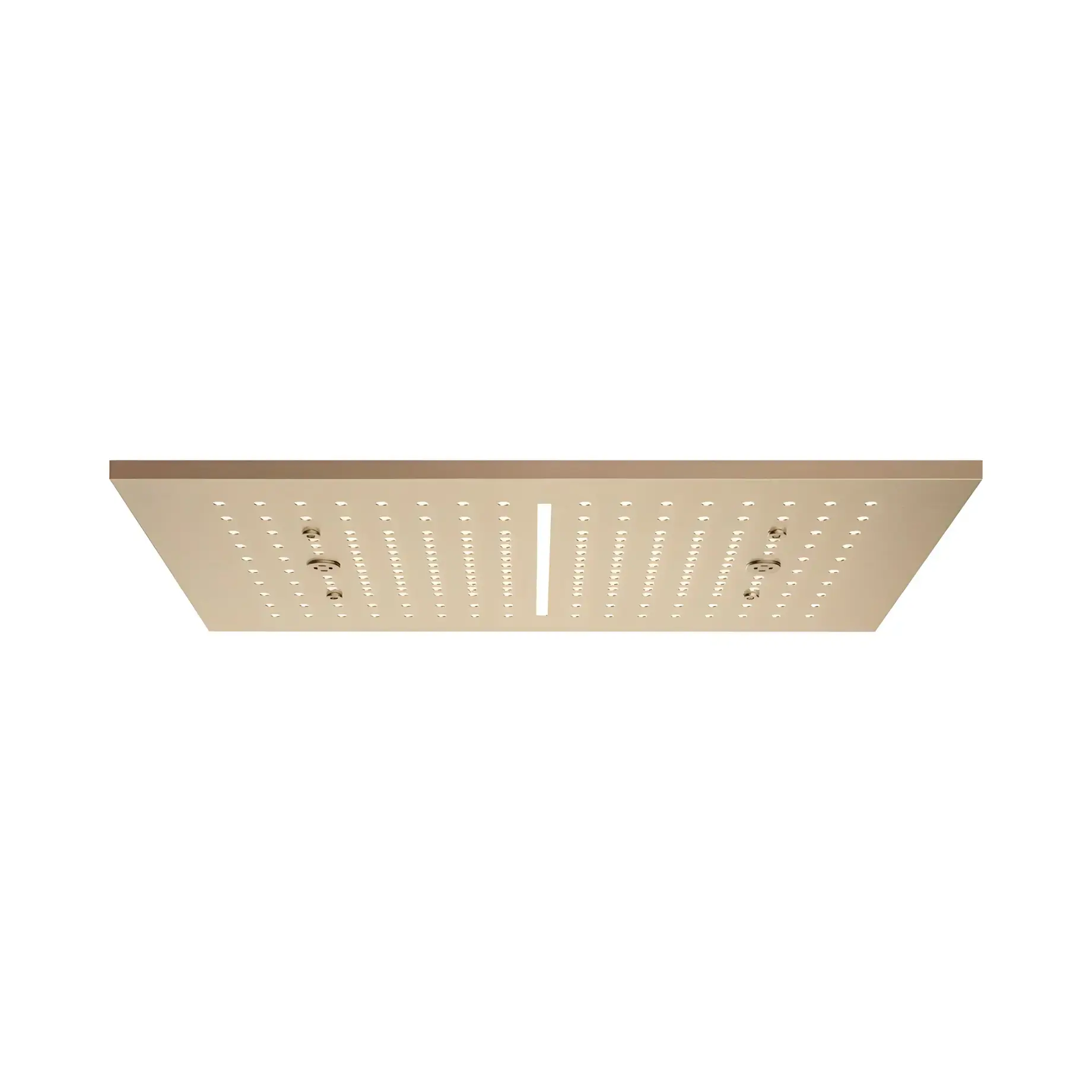 Верхній душ Minimali Gessi 57010-726 + 57811-238 Warm Bronze Brushed PVD — вид на білому тлі