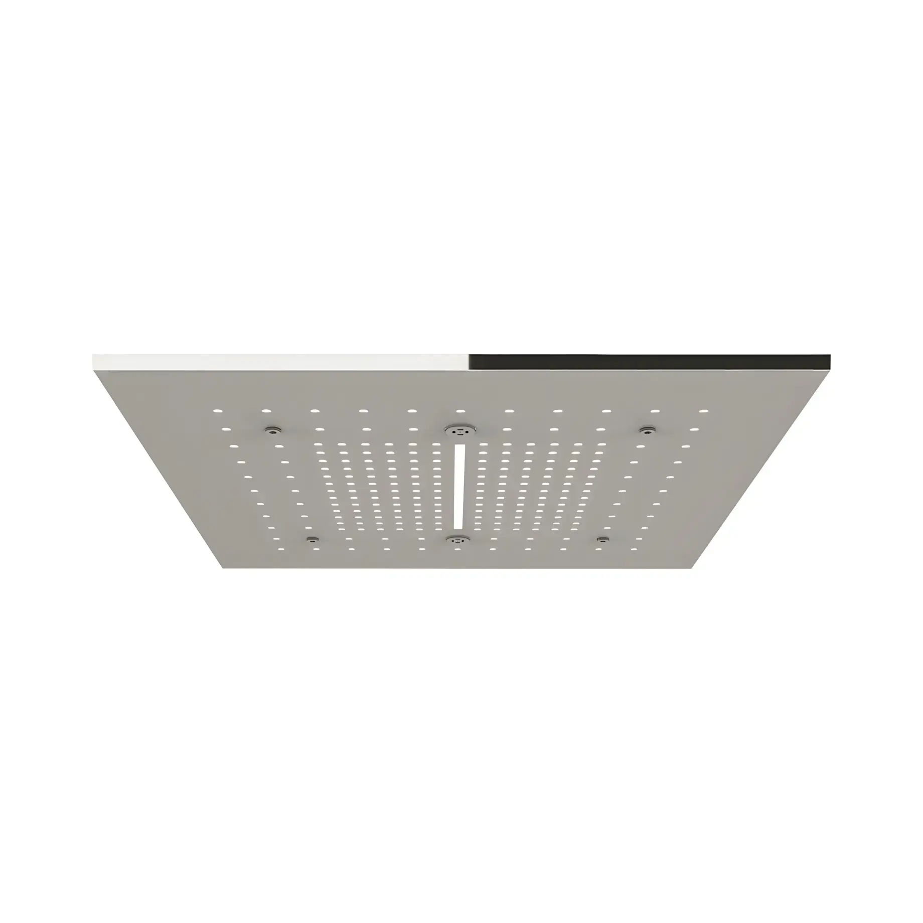 Верхній душ Minimali Gessi 57016-238 + 57907-238 Mirror Steel — вид на білому тлі