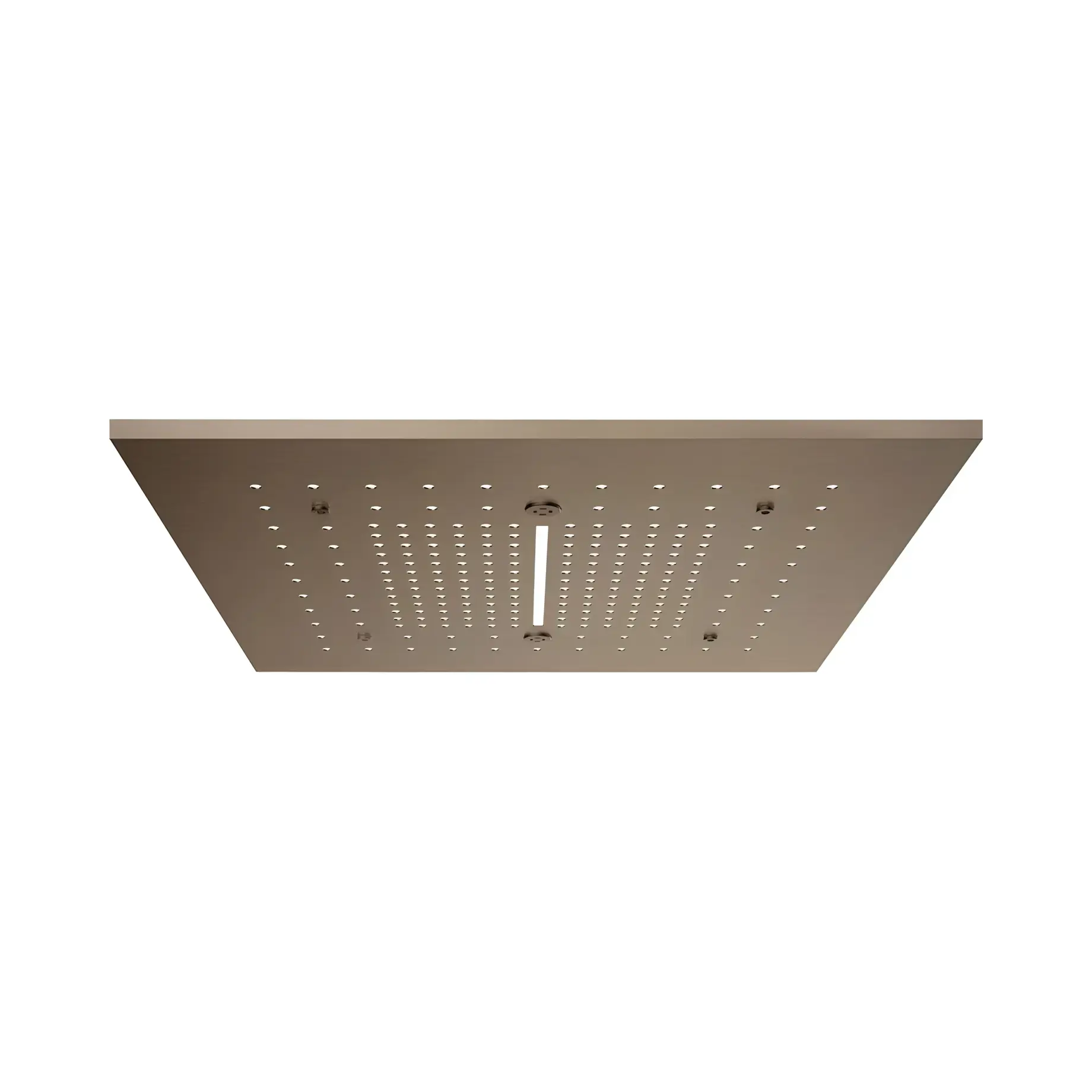 Верхній душ Minimali Gessi 57016-761 + 57907-238 Coffee Bronze Brushed PVD — вид на білому тлі