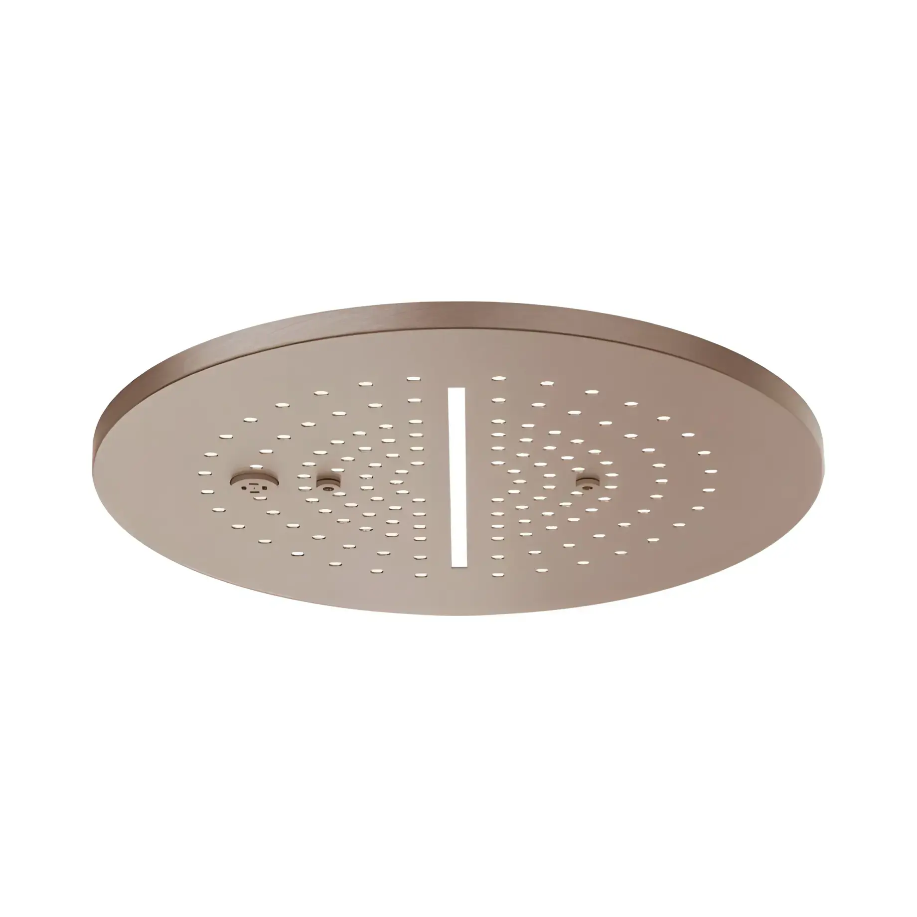 Верхній душ Minimali Gessi 57873-708 + 57809-238 Copper Brushed PVD — вид на білому тлі