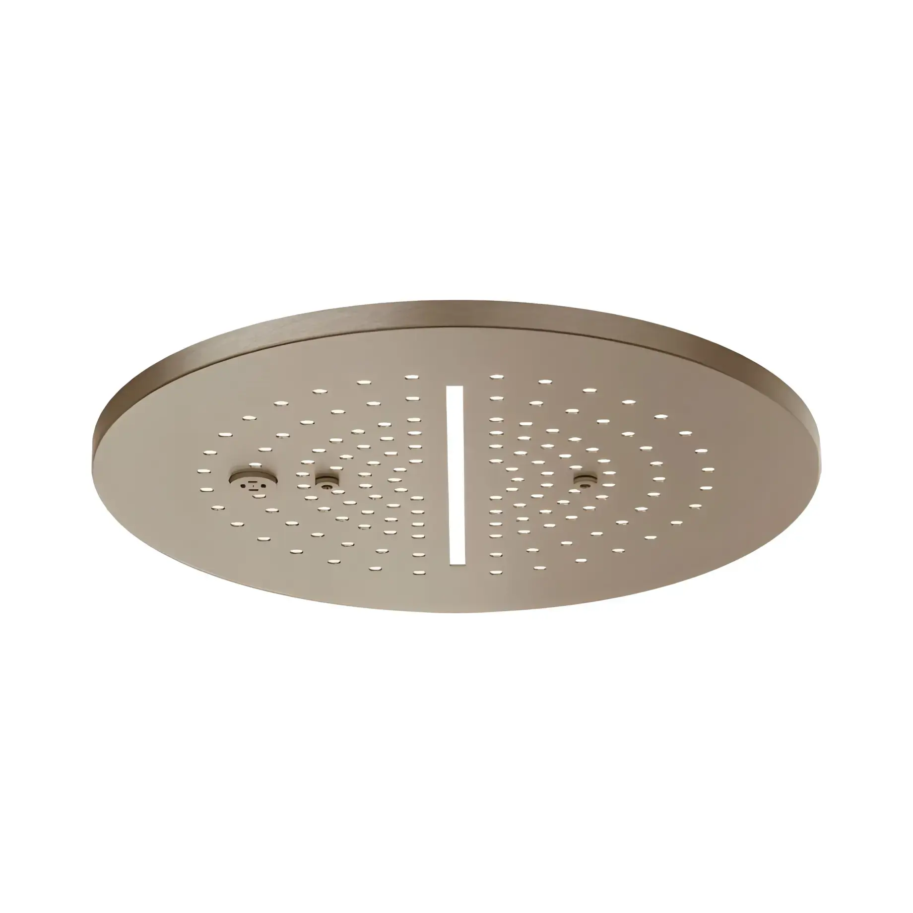 Верхній душ Minimali Gessi 57873-761 + 57809-238 Coffee Bronze Brushed PVD — вид на білому тлі