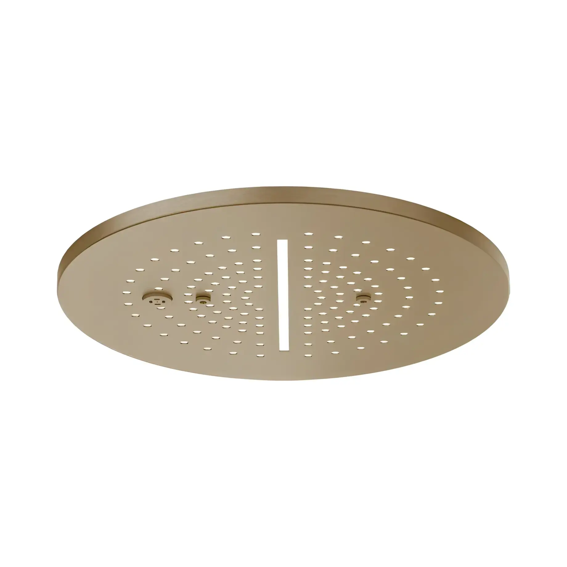 Верхній душ Minimali Gessi 57873-791 + 57809-238 Deep Bronze Brushed PVD — вид на білому тлі