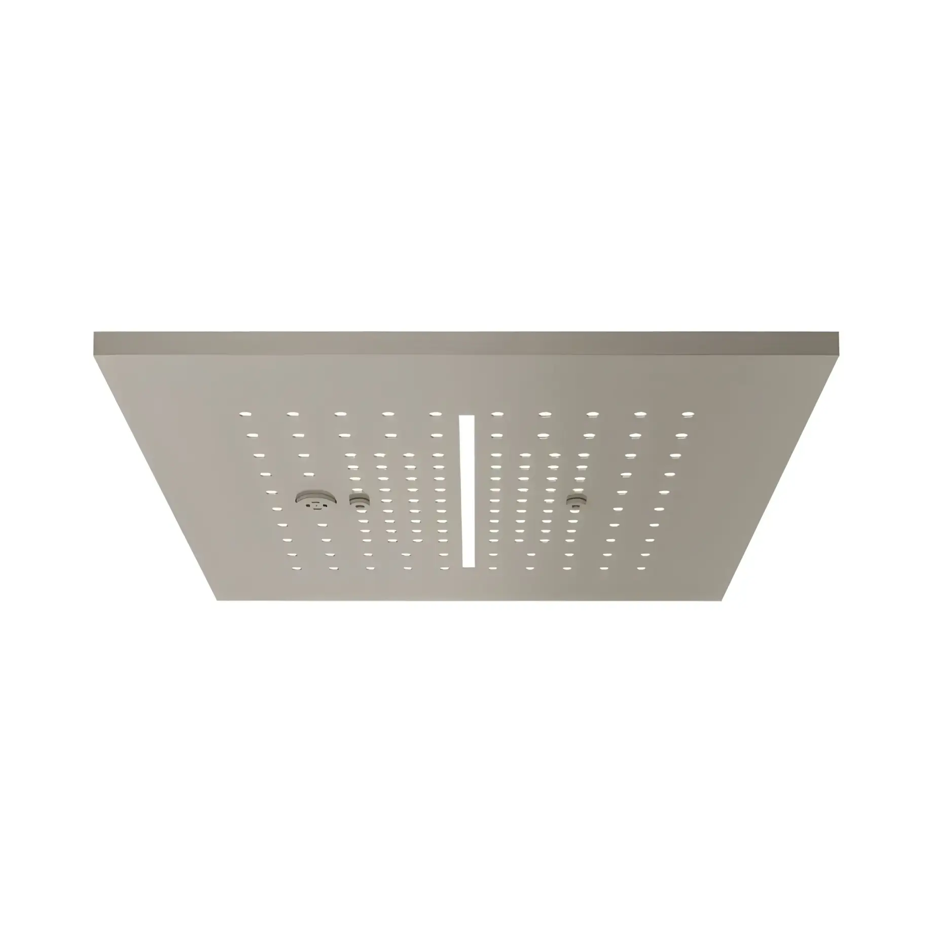 Верхній душ Minimali Gessi 57875-239 + 57807-238 Steel Brushed 35 х 35 см — вид на білому тлі