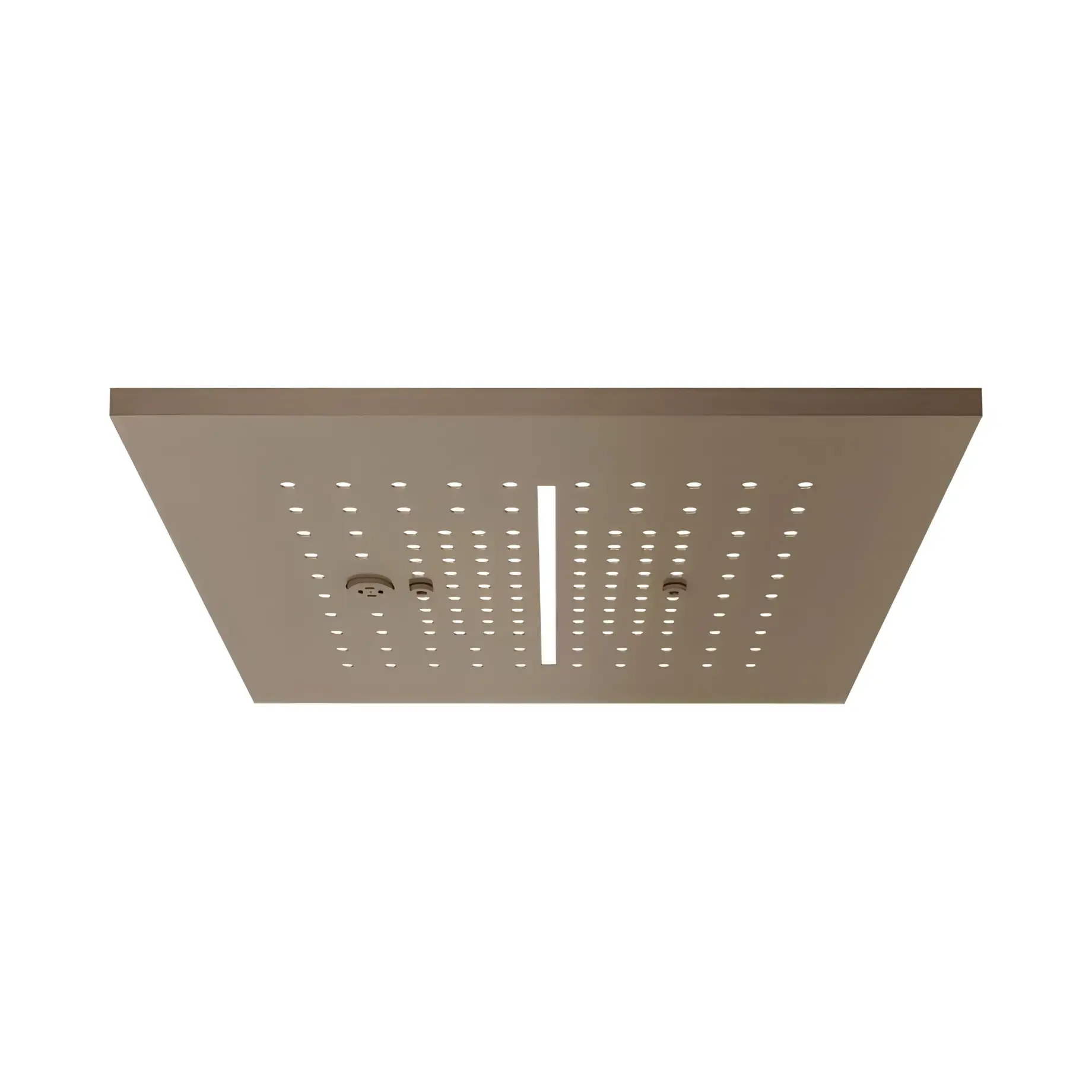 Верхній душ Minimali Gessi 57875-761 + 57807-238 Coffee Bronze Brushed PVD — вид на білому тлі