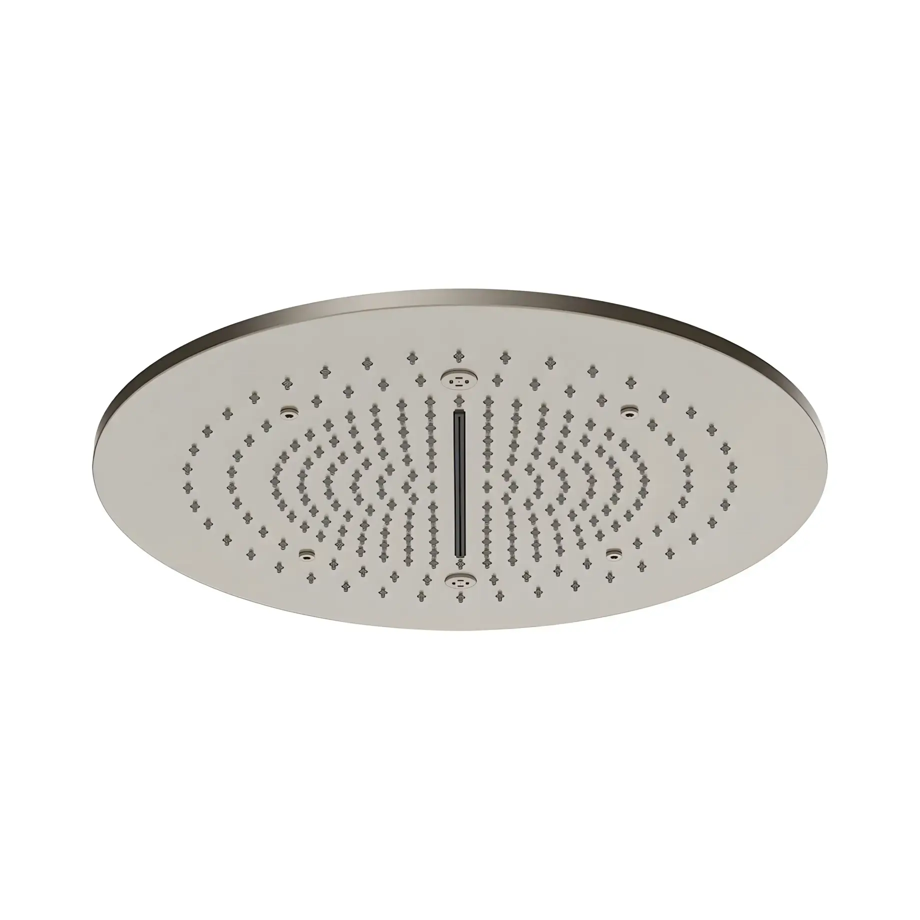 Верхній душ Minimali Gessi 57975-239 + 57909-238 Steel Brushed — вид на білому тлі