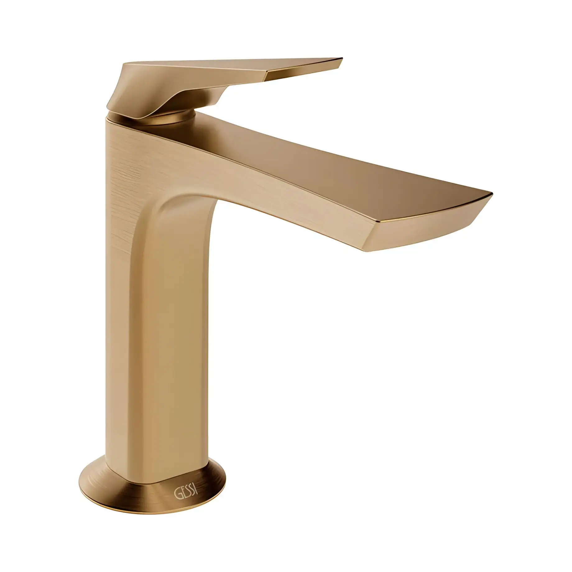 Змішувач низький для раковини Ventaglio Gessi 72002-726 Warm Bronze Brushed PVD — вид на білому тлі