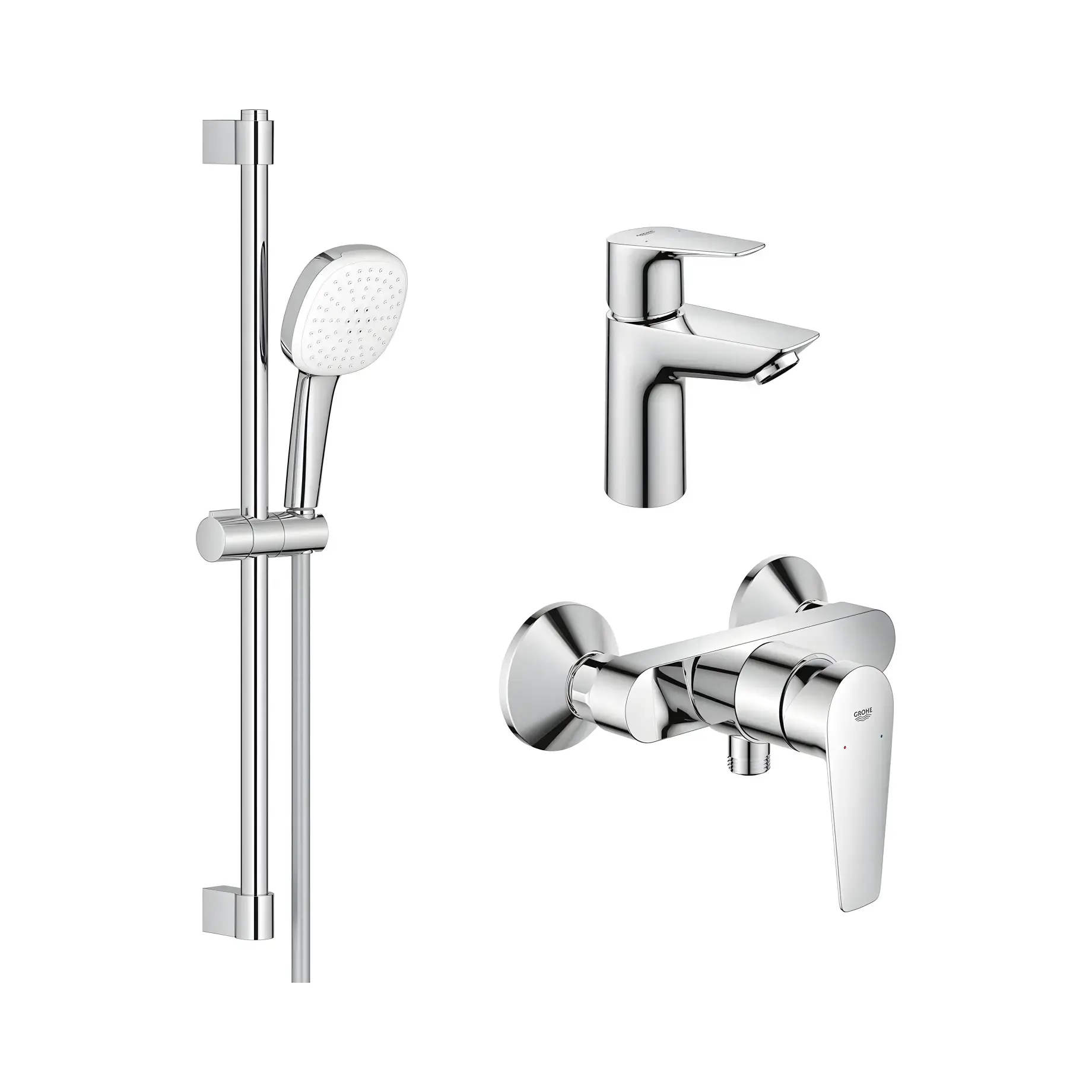 Комплект змішувачів для душу 3 в 1 BauEdge Grohe UA123208S1 Chrome — вид на білому тлі